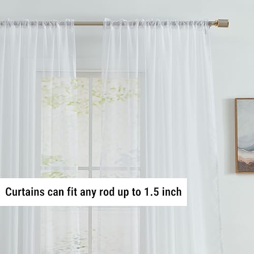 Miniatura 3 de HLCME - Juego de 2 paneles de cortina de gasa transparente para ventana recámara sala de estar Juego de 2 paneles con longitudes de 4572 6096 1144