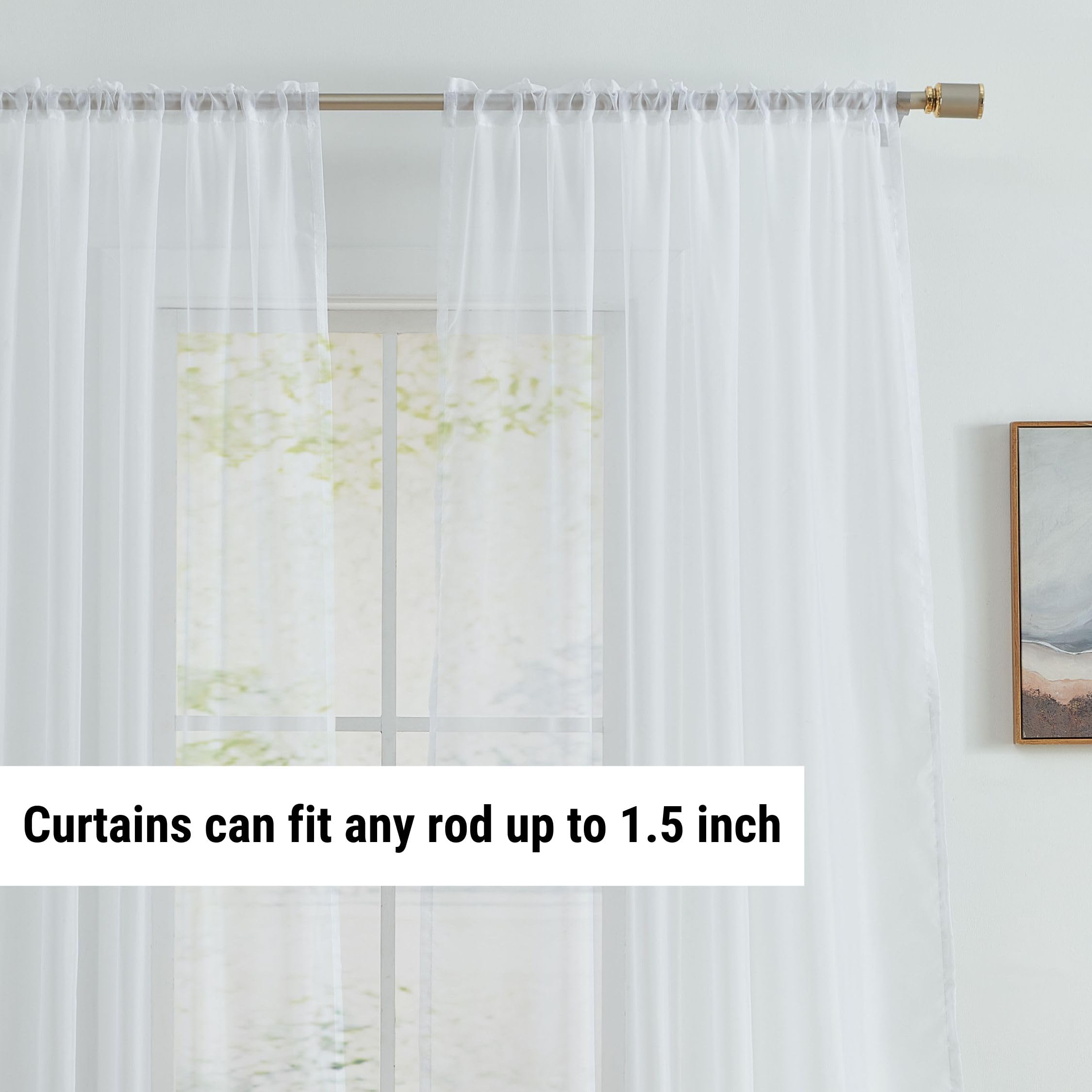 HLC.ME Set Di 4 Tende In Voile Trasparente - Pannelli 137x213 Cm, Tasca Portabastone 3.8cm, Per Camera Da Letto E Soggiorno