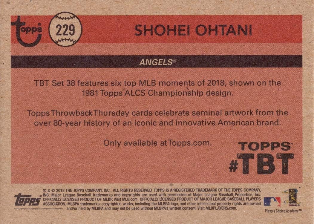 2018 Topps Throwback Thursday (TBT) Baseball #229 Shohei Ohtani Rookie Card - Hits First Career Home Run - Only 667 made!