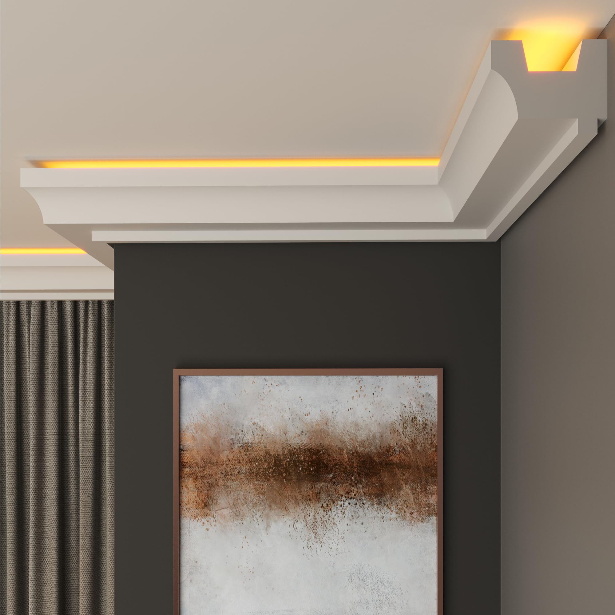 FAST DECOR Premium Led Coving Cornice, Coving for Ceilings, Led Coving for Ceilings, LED Compatible Cornice Trim, Xps Coving for Ceiling, Moulding for Ceiling Lightweight (2m, CLU04)