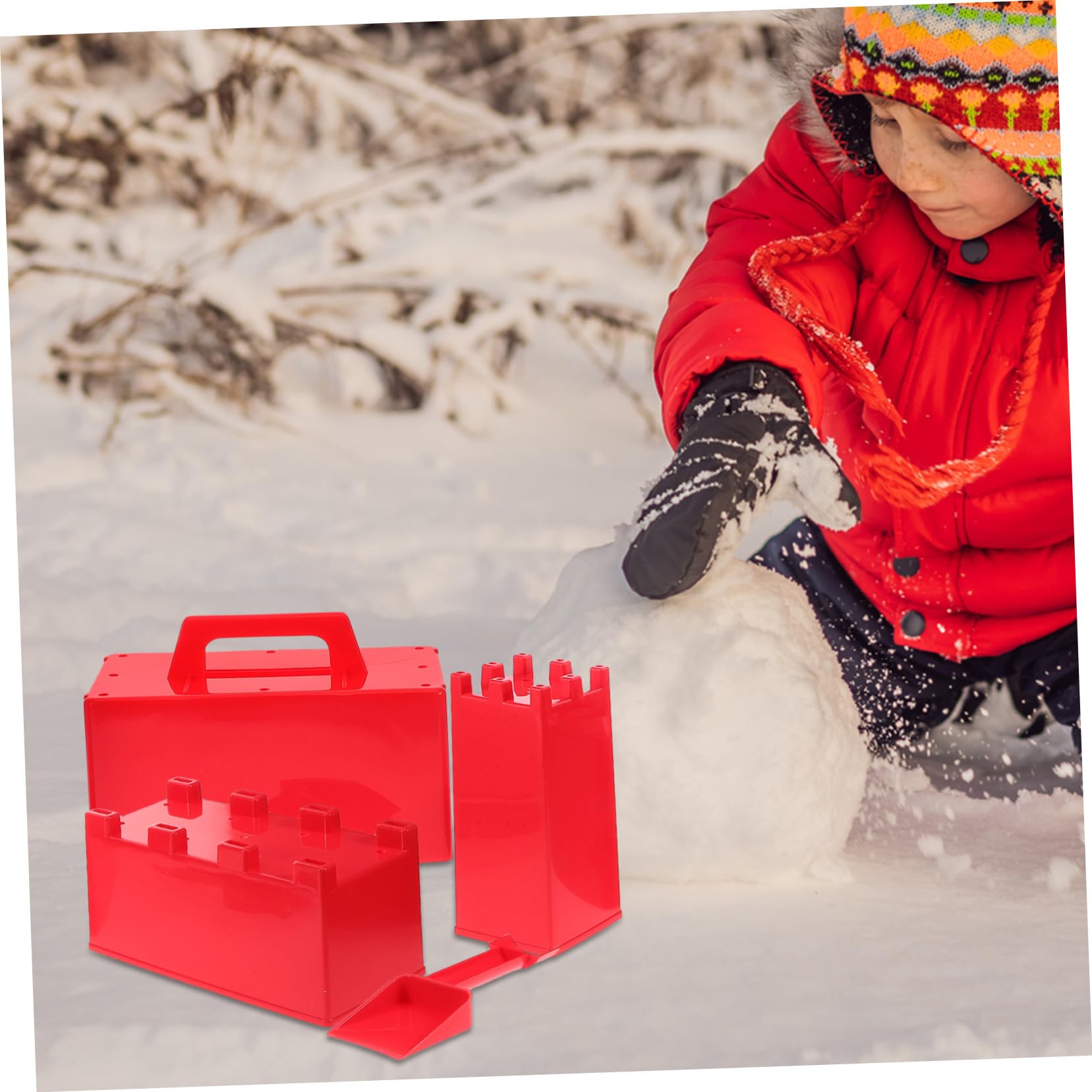 Didiseaon Molde para Hacer Ladrillos de Nieve para Niños, Juego de Plástico Rojo Fácil de Usar Que Fomenta la Creatividad en Juegos de Castillos de Arena y Actividades al Aire Libre
