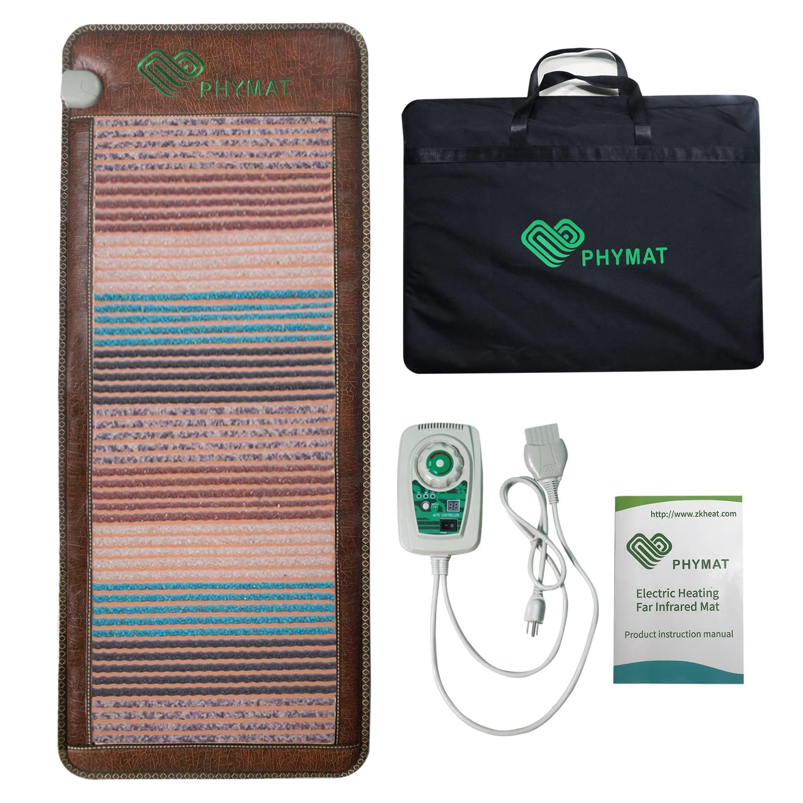 PHYMAT 5-Colour Far Infrared Heating Pad, Natürlichen Kristall Amethyst Infrarot-Heizmatte Ferninfrarot Heizkissen, große 170x70cm Ganzkörper-Biokristall-Heizmatte, Infrarot Matte mit Smart Control