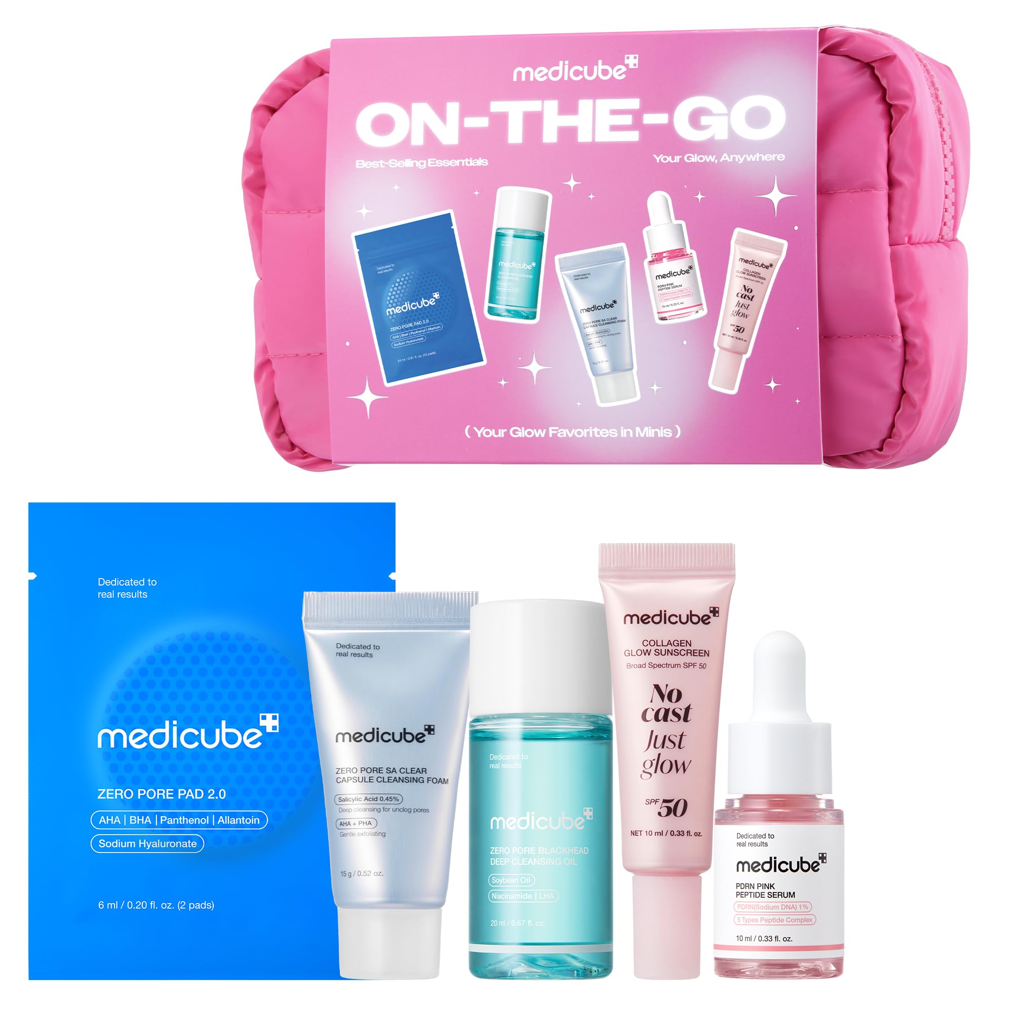 Glow Favorites On-the-Go Kit, Mini Skincare Trial Kit, 5 Piece Set