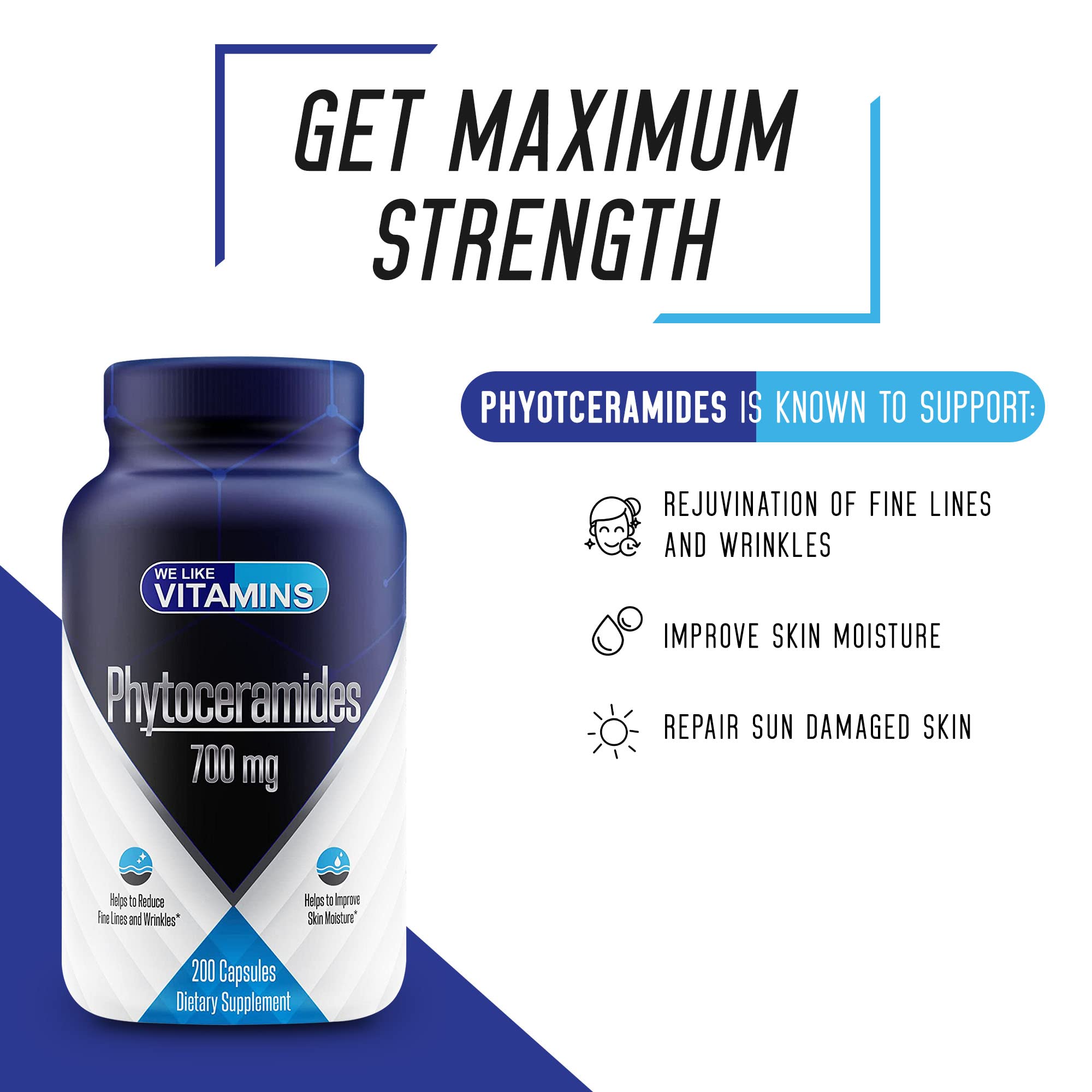 Phytoceramides 700mg - 200 Capsules All Natural Wheat Free and Plant Based  - Phytoceramide Supplement - 700 mg per Serving - Skin Hydration, Repair,  ...