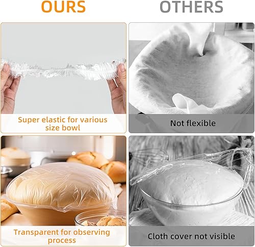 Miniatura 5 de Cubierta elástica grande para tazón de cocina, 100 unidades, para comedor, cubierta de ensalada, cubierta de alimentos para mezclar cuencos,