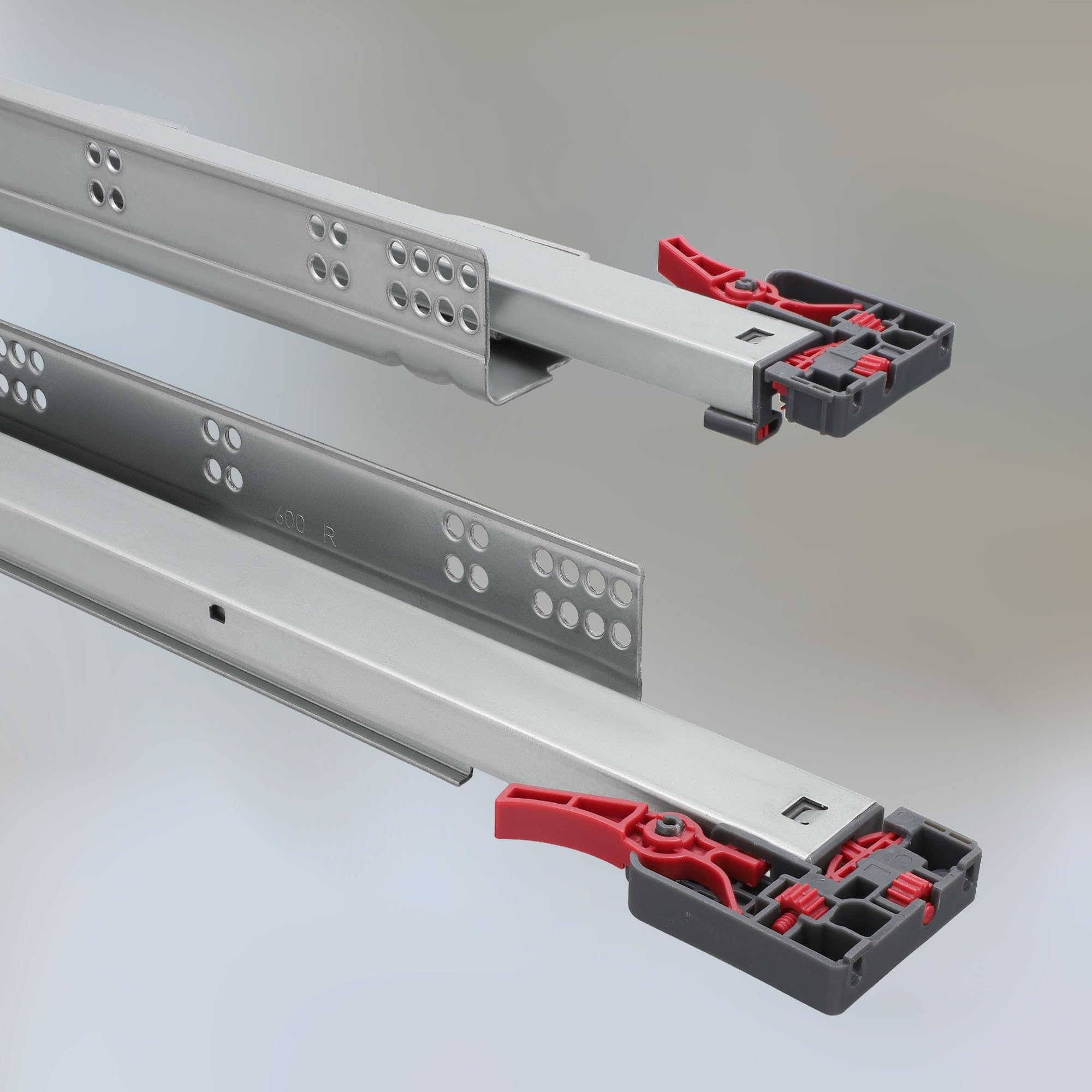 KOTARBAU® 1 par (2 unidades) rieles 3D para cajón de montaje en suelo, extensión completa, 350 mm, cierre suave, de acero, extensión completa, guías telescópicas, montaje en el suelo, extensión