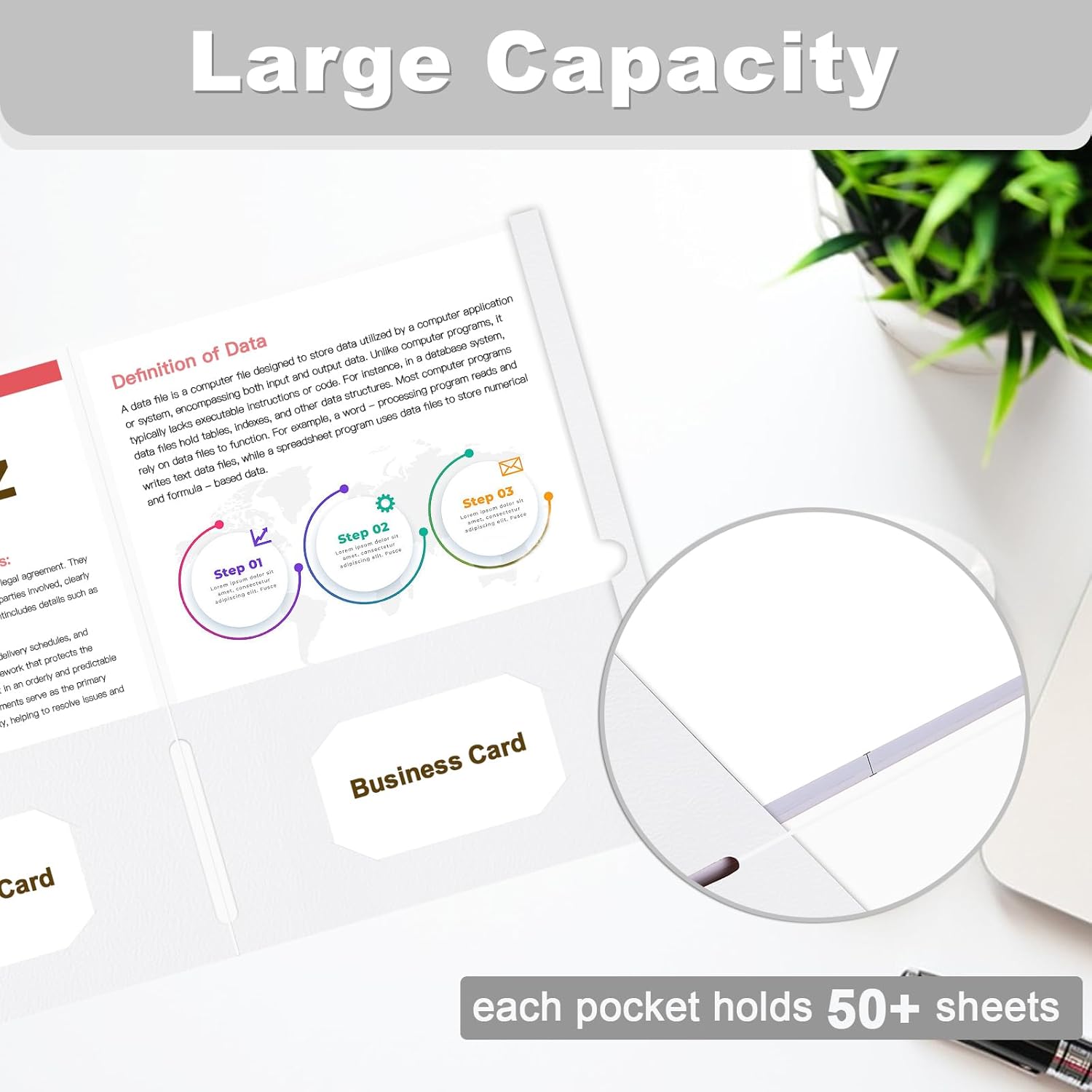 Folders with Pockets, LAYZZ 60 Pack Paper Pocket Folders, 2 Pocket File folders Fits Letter Size Paper, for School Office and Home (White)