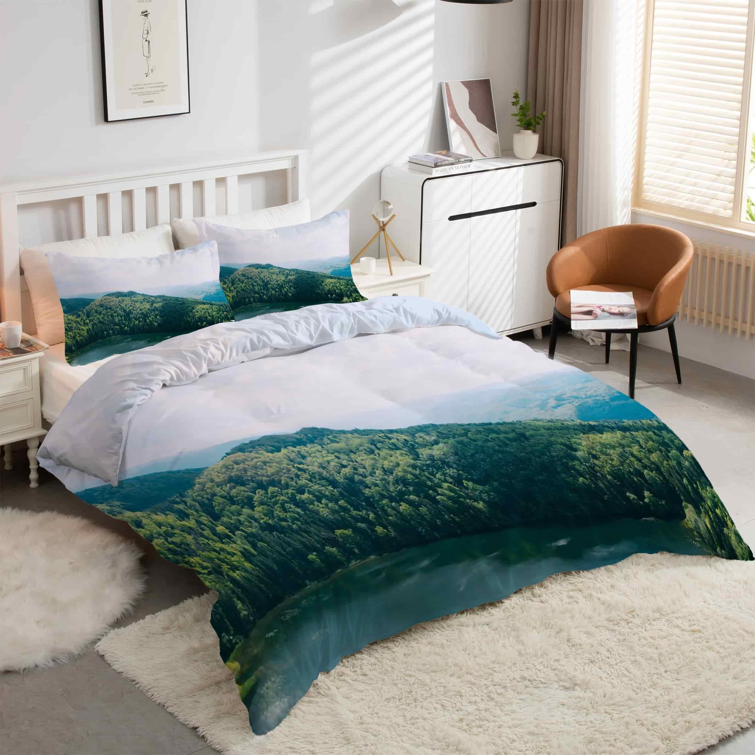 Housse de couette 160x200 verte fermeture éclair pour changer vos draps sans effort