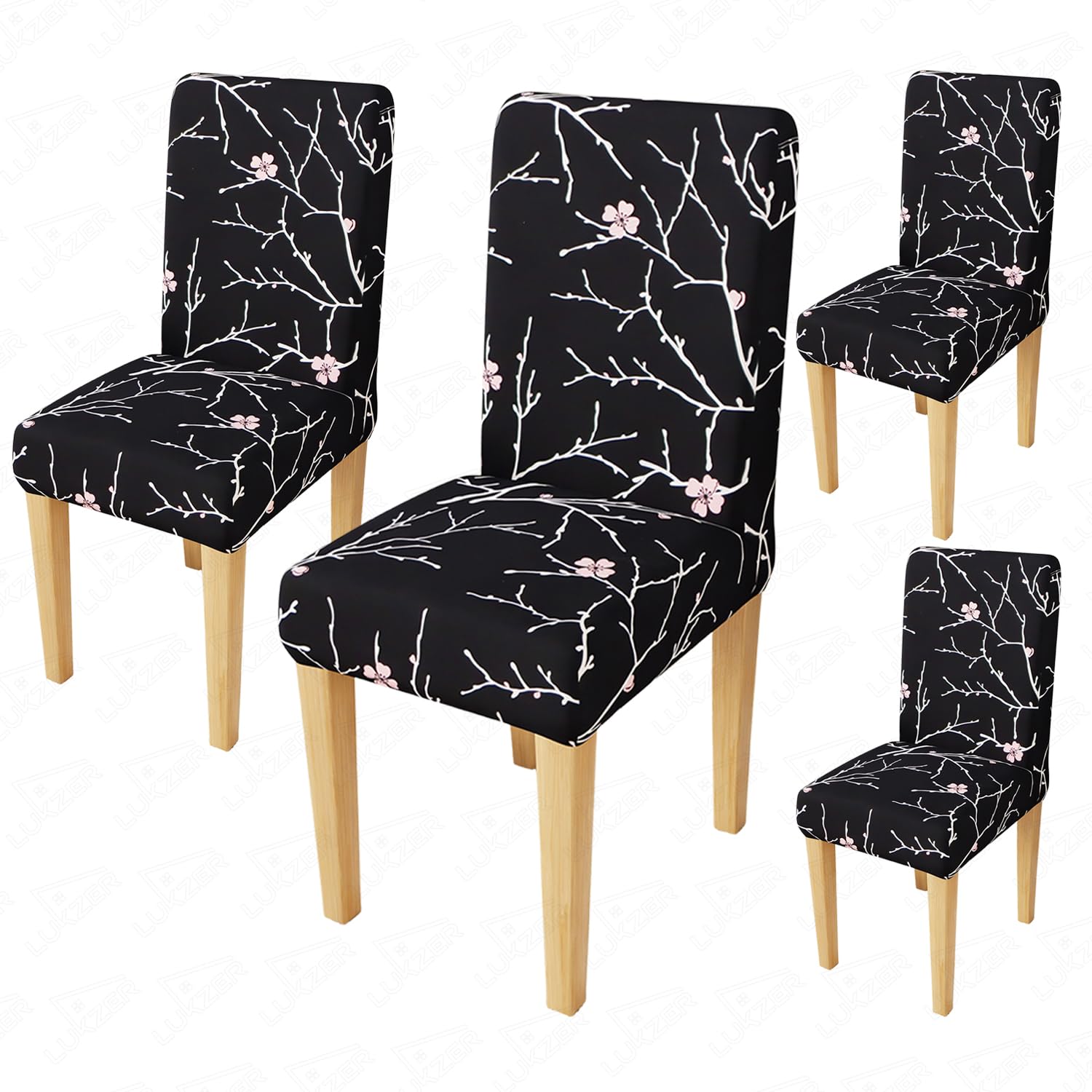 Maroon Flower Dining Chair Covers - 4 Pack -19