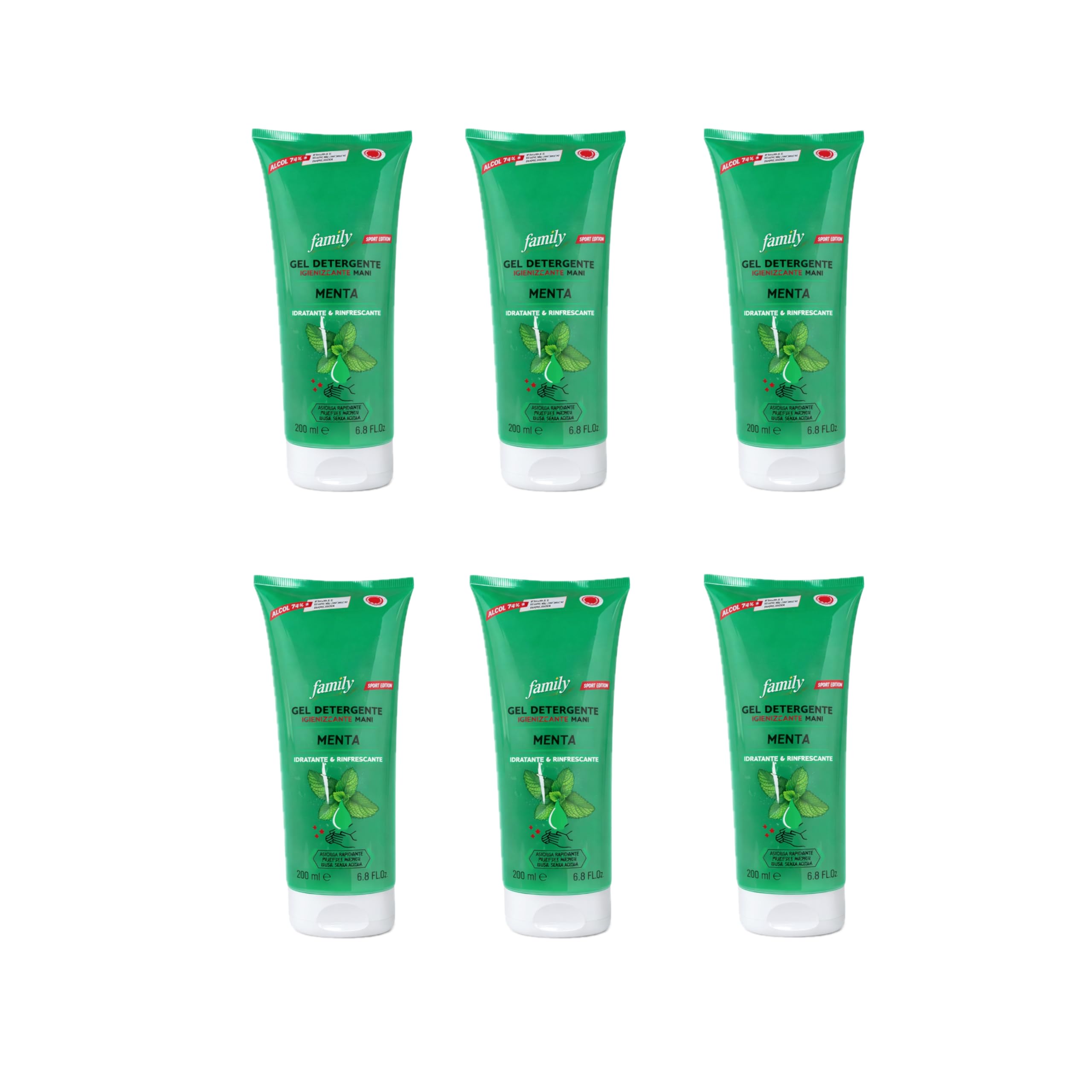 Gel detergente igienizzante mani LAVANDA idratante e protettivo 200ml 6,8 fl. oz. alcol 74% (Menta)