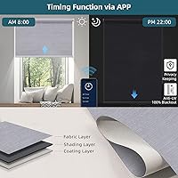 Vista 4 de WEFFORT Persiana enrollable motorizada persianas inteligentes 100 opacas que funcionan con Apple Homekit Alexa Google Home control remoto persianas