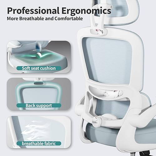 Miniatura 3 de TRALT Silla de oficina ergonómica, silla de escritorio ergonómica de 330 libras, sillas de escritorio de oficina de malla para el hogar con ruedas,