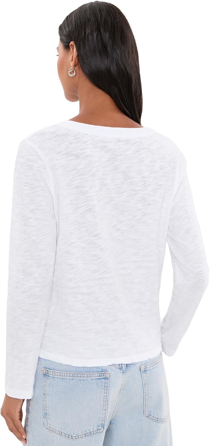 Женский топ Mod-o-doc Long Sleeve Mandarin Split Neck, цвет: Белый — фото 2