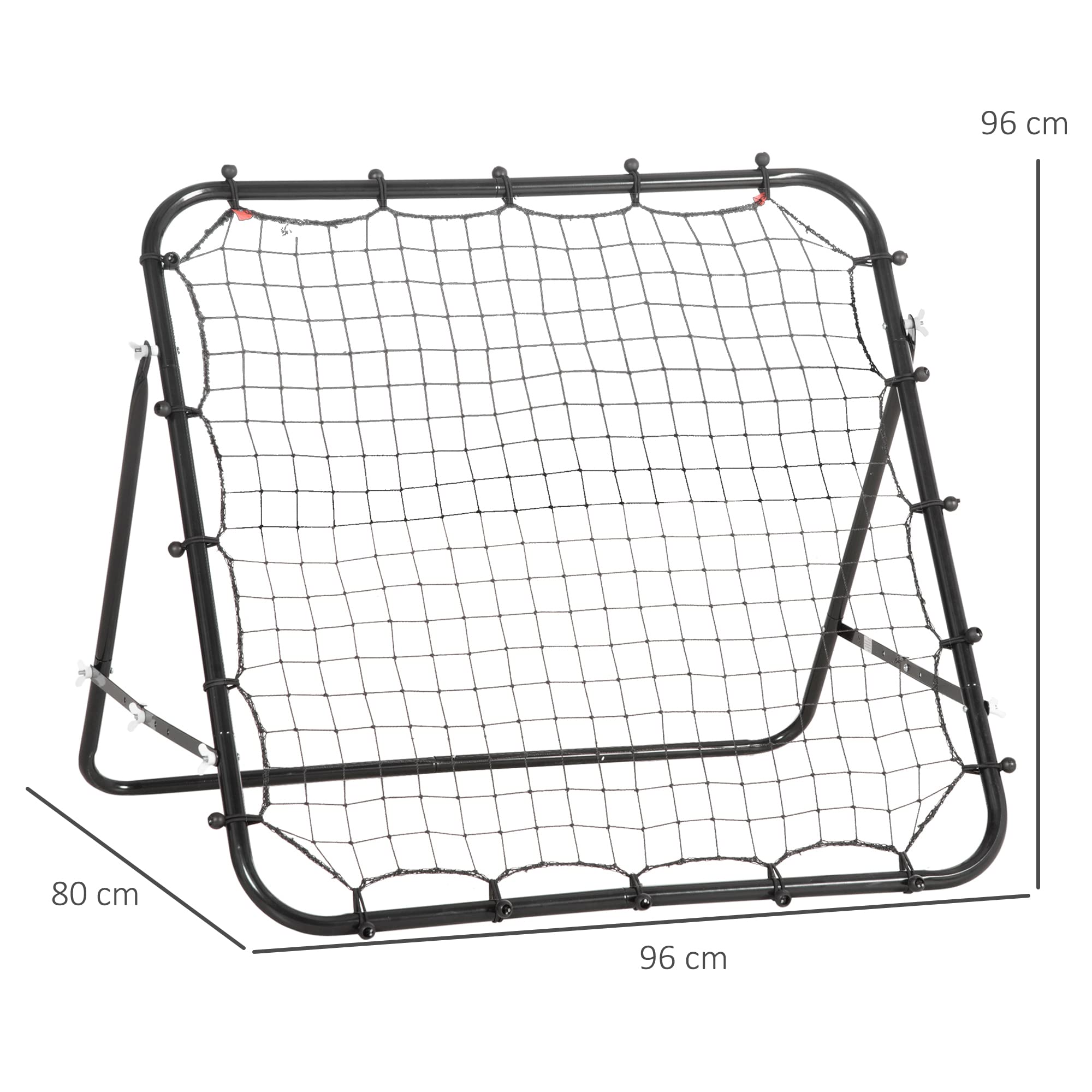 HOMCOM Filet de Rebond en métal avec Angle réglable 20 Cordes élastiques pour Football Tennis Handball 96 x 80 x 96 cm