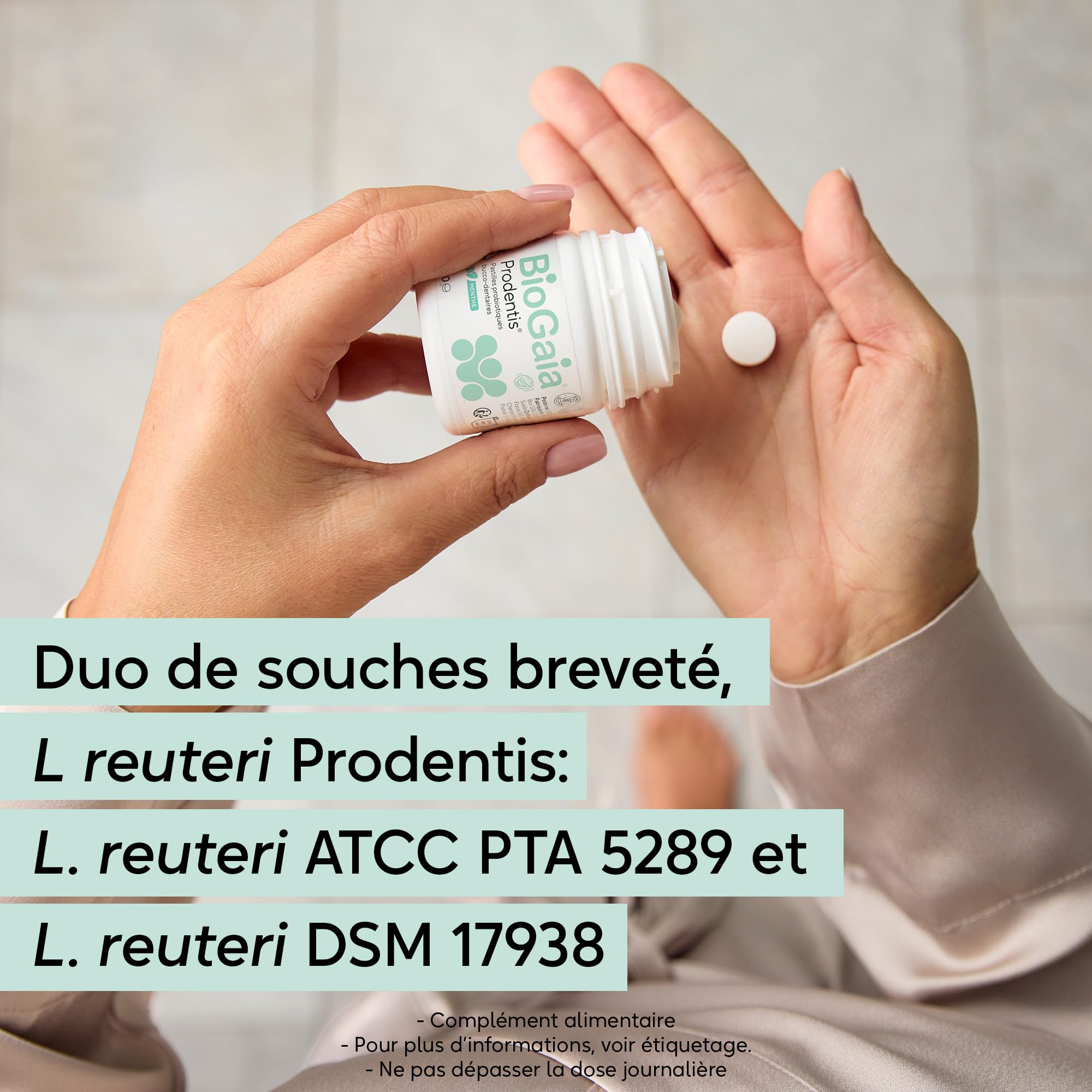 BioGaia Prodentis Pastilles Probiotiques Bucco-Dentaire | Équilibre de la Flore Buccale | Complément Alimentaire | Contient L. Reuteri Prodentis | Arôme Menthe – 30 Comprimés
