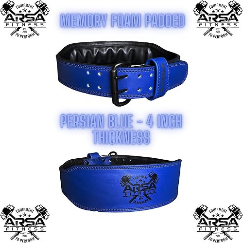 Miniatura 4 de Arsa Fitness Cinturón de levantamiento de pesas de cuero prémium de 0.354 in de grosor para hombres y mujeres, reduce la tensión de la espalda,