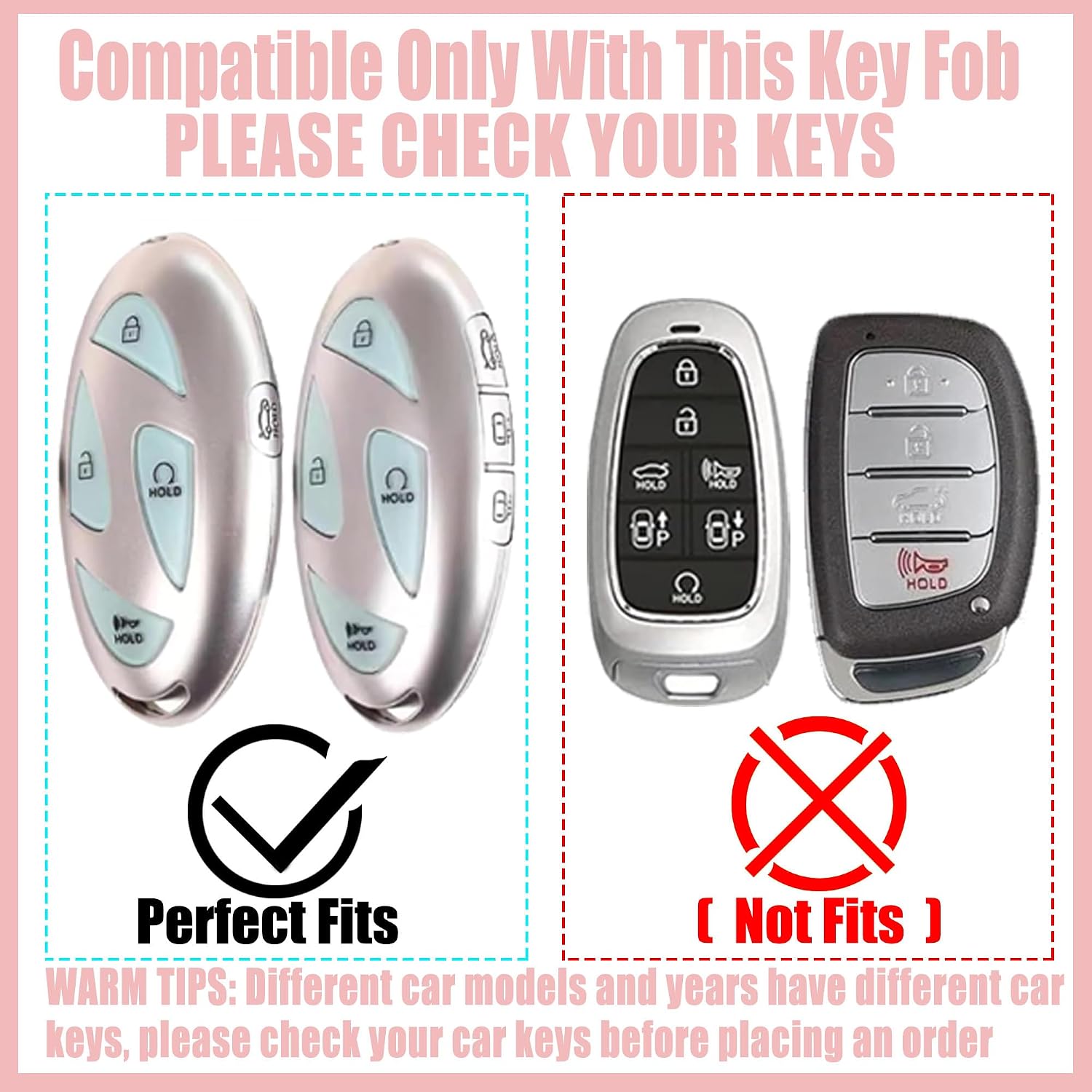 Pink TPU Key Fob Cover with Sakura Flower Keychain Compatible with Hyundai Tucson 2025 Ioniq 6 Grandeur 2023-2025 GN7 KONA Santa Fe Elantra Sonata 2024-2025 5/7-Button Smart Key for Women