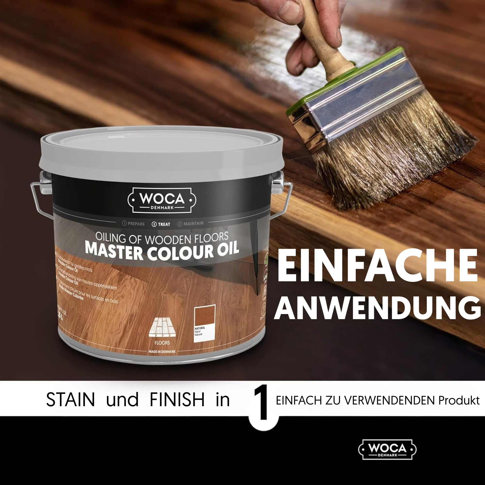 WOCA Denmark Master Colour Oil White - Aceite para parqué para interiores para muebles de madera, suelos, revestimientos y armarios