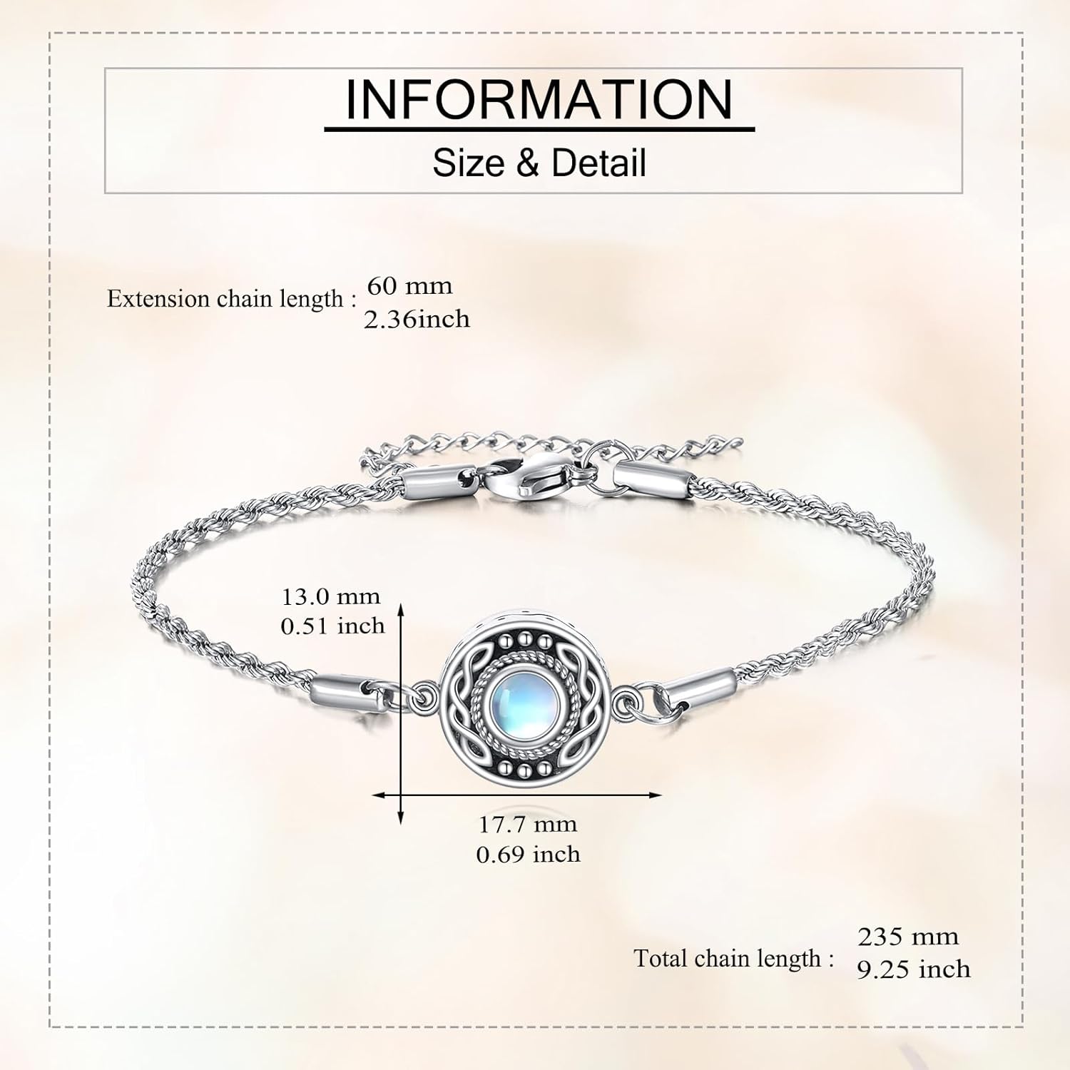 Teardrop Urn Bracelet for Ashes for Women Sterling Silver Moonstone Cremation Bracelet for Ashes Memorial Jewelry Gifts for Mother Friend - Image 5