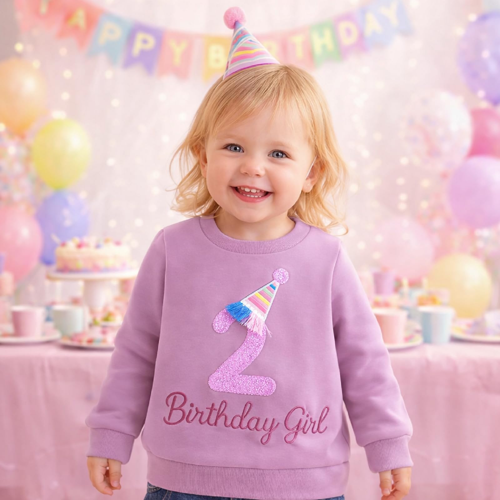 Felpa di compleanno per bambine, per bambini, abbigliamento a T Shirt da ricamo, maglione per bambini, regalo di compleanno