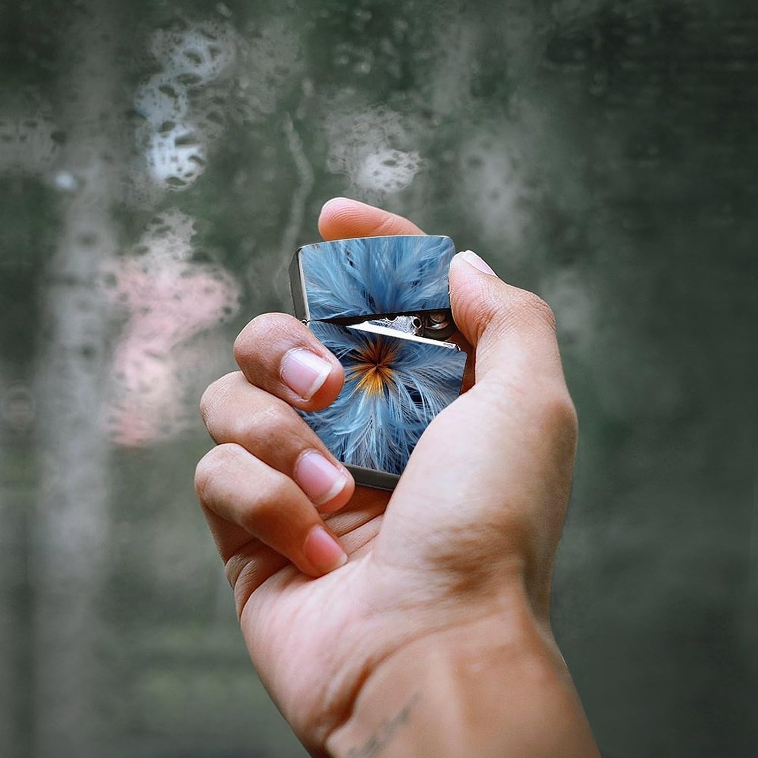 Big Blue Flower Lighter Case Cover Lighter Shell