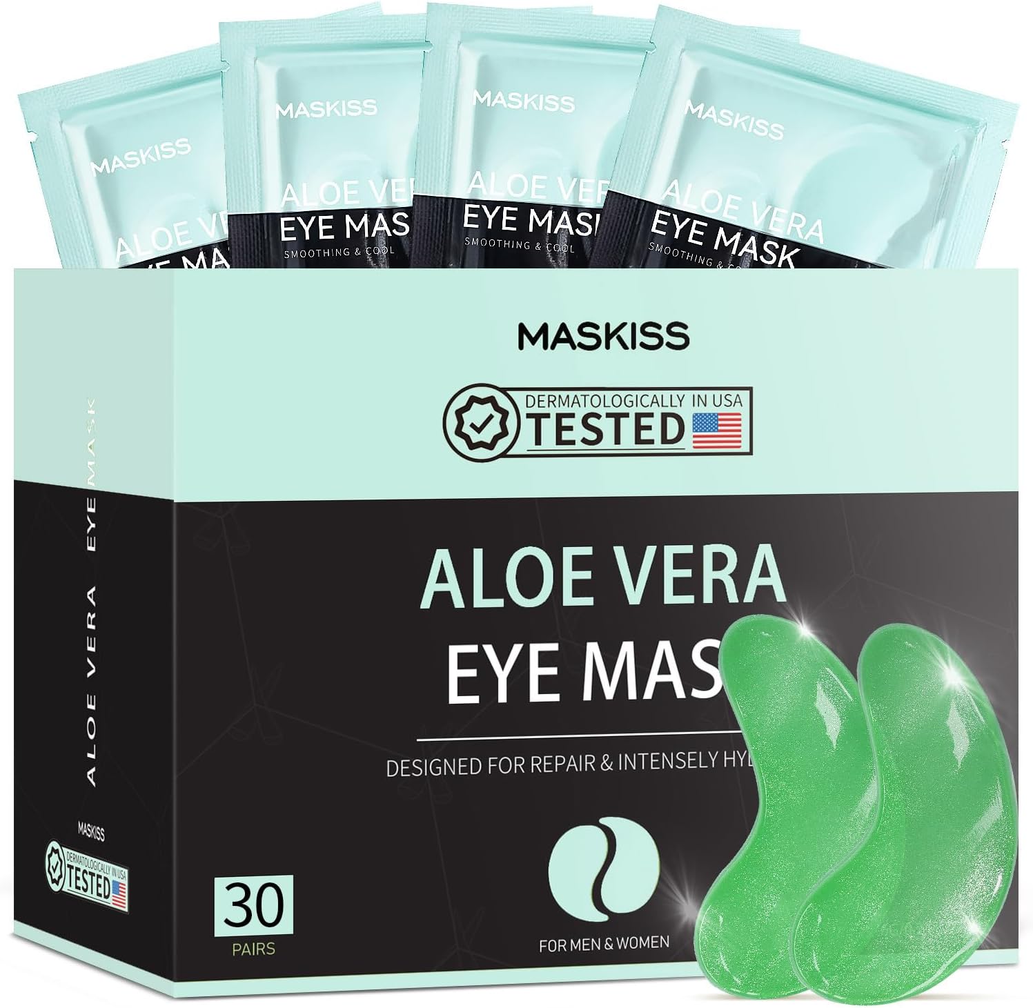 Under Eye Patches (30 Pairs), Aloe Vera Eye Masks for Dark Circles Puffy Eyes Undereye Bags, Collagen Eye Patches for Repair and Intensely Hydrate, Skin Care Gift for Her