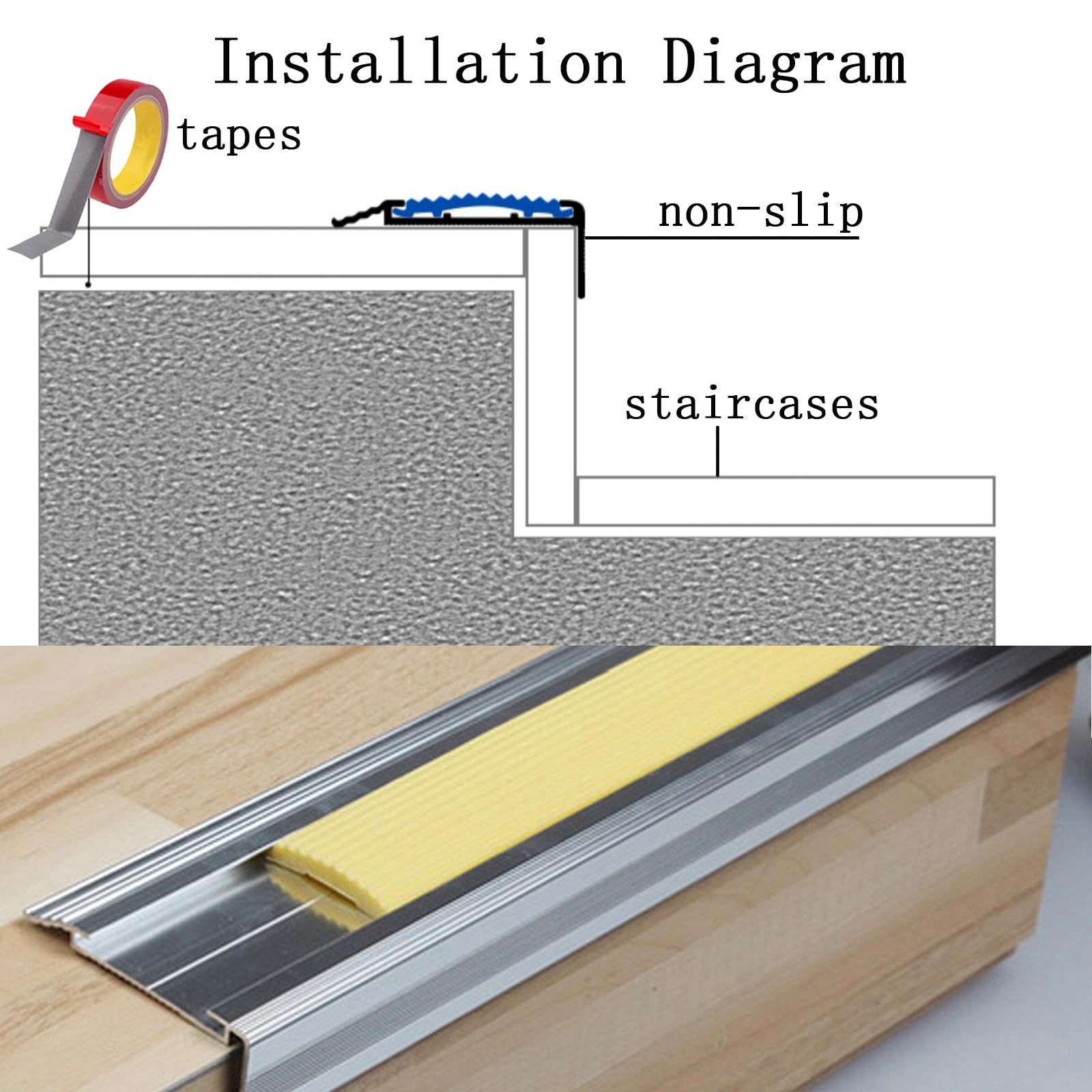 Stair Edge Protector, L-Shape Step Edge Trim Strips, Self Adhesive Stair Anti Slip Nosing,2 - View #7