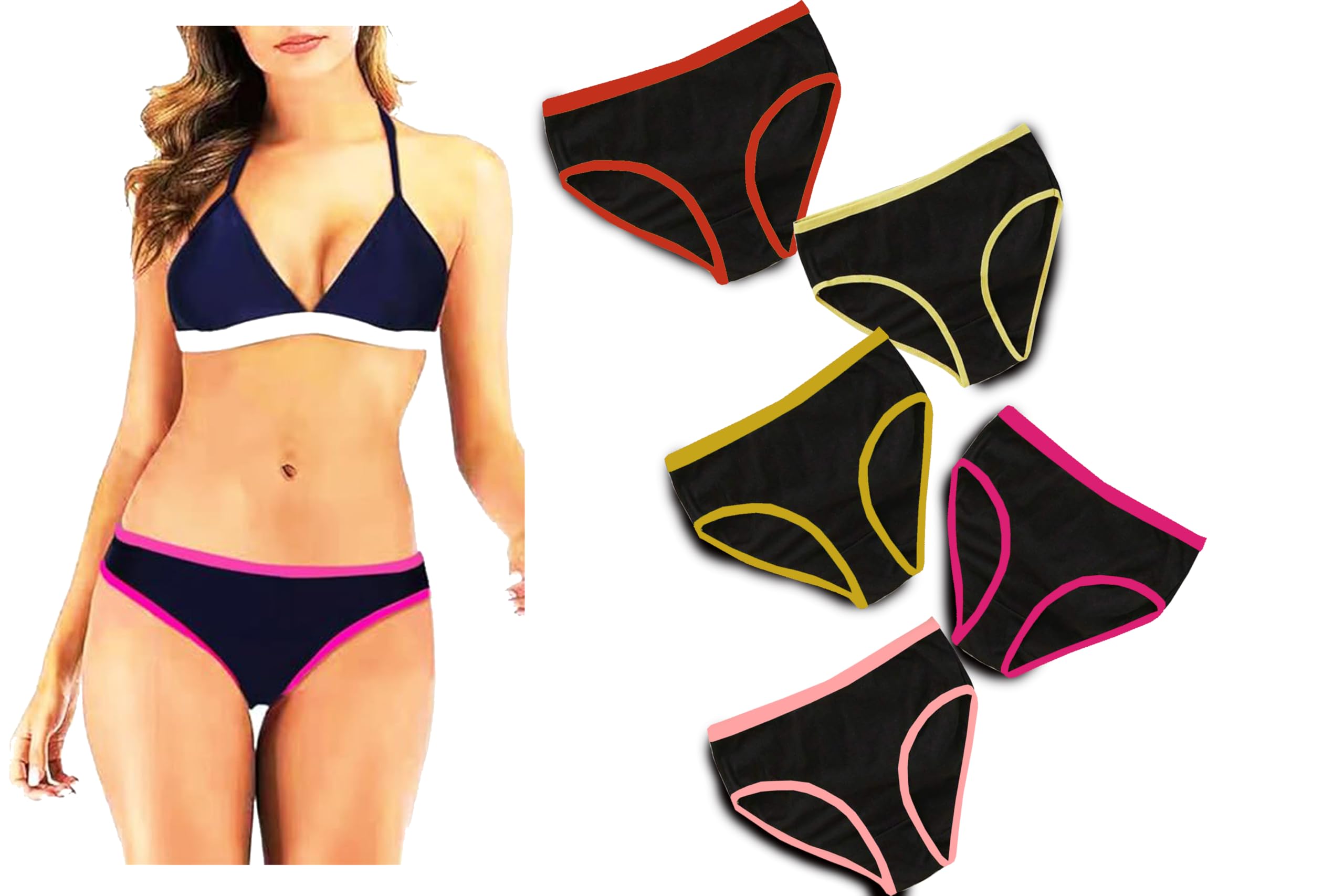 Premium Women’s Ultrasoft Black Solid Briefs Set Pack of 5 | Breathable Stretch Cotton Mid Rise Everyday Comfort Panty-image-0