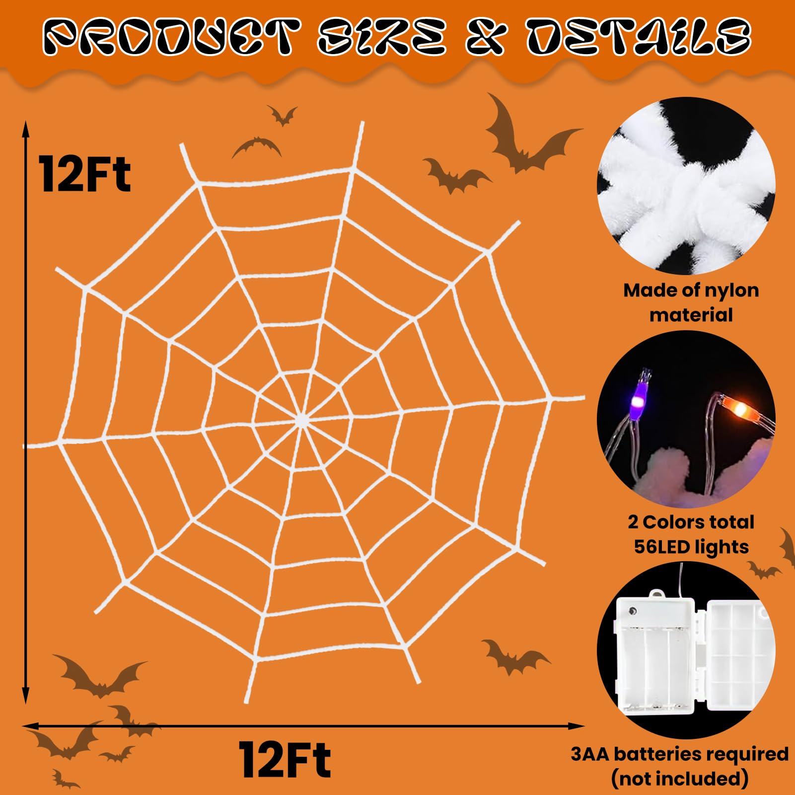 Toile D'AraignéE Halloween Decoration,Decoration Halloween Exterieur Inclus 6 * 7m Toile D