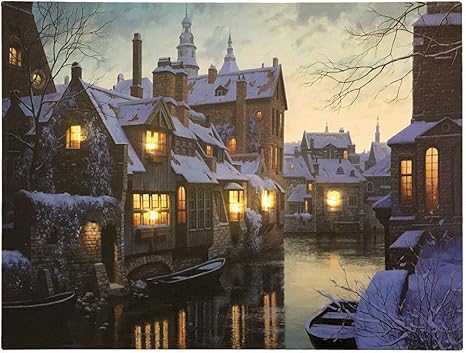 Led Bild Winter Altstadt Am Fluss Weihnachten Leinwand Wandbild 28x38cm Amazon De Kuche Haushalt Wohnen