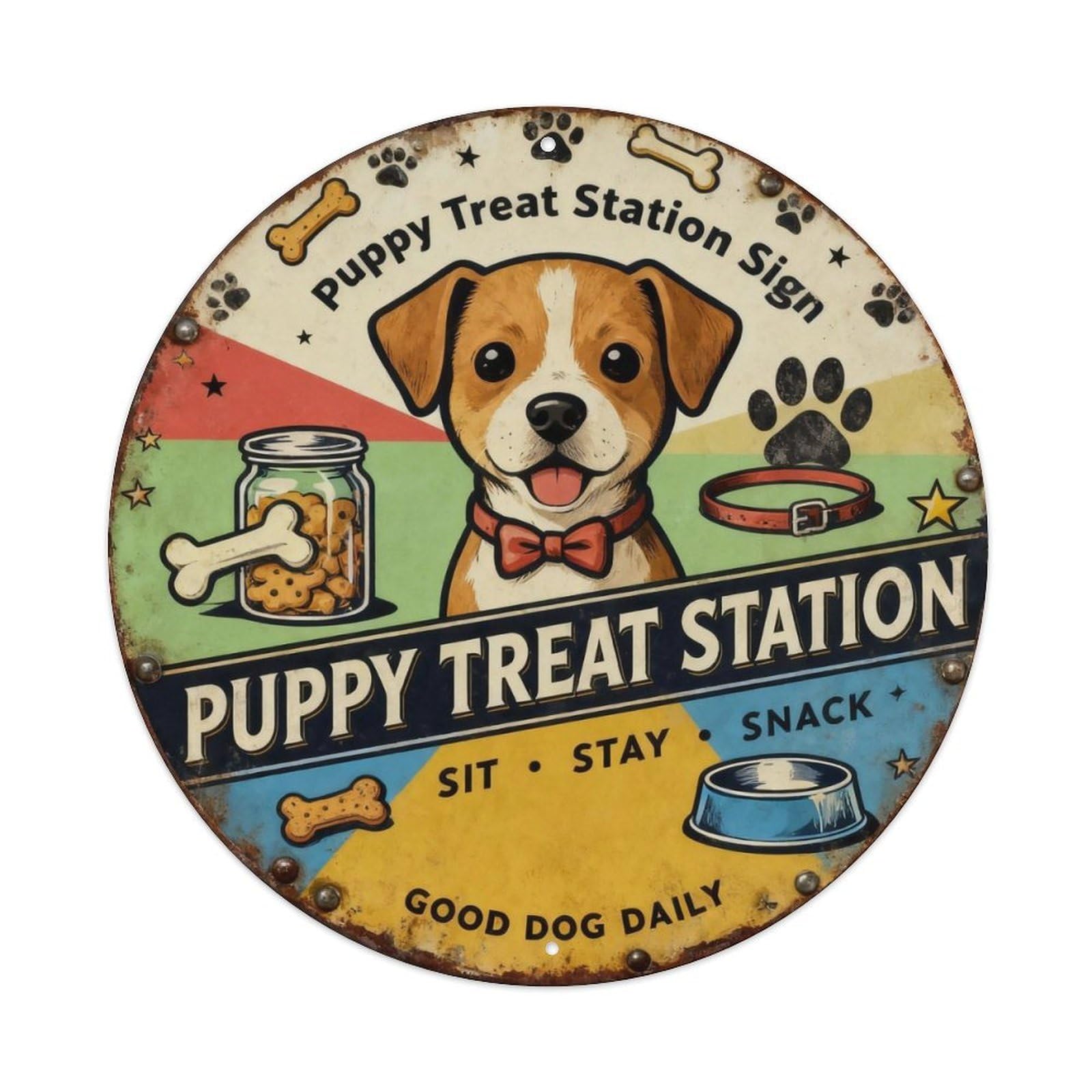 Puppy Treat Station Sign Metal Tin Sign Plaque