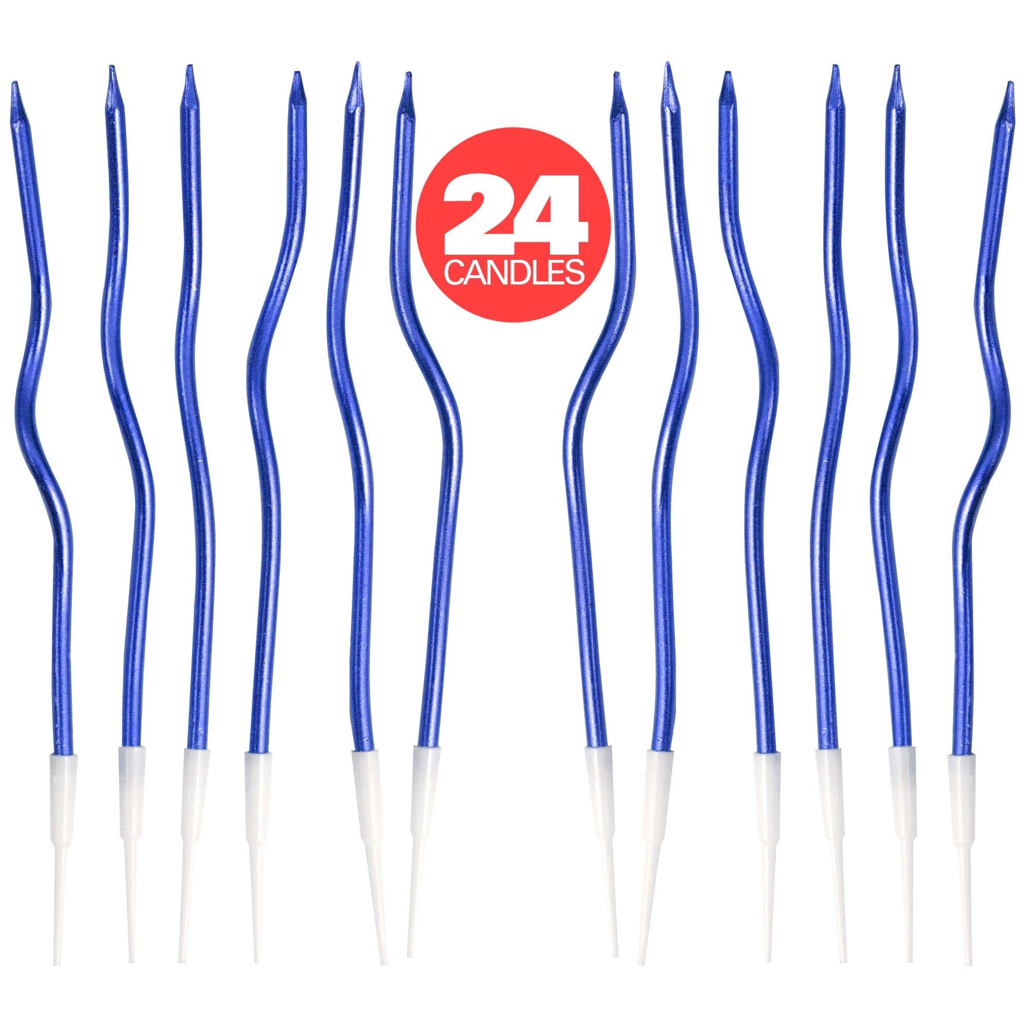 24 velas de cumpleaños metálicas en espiral azul, velas para tartas, fiestas de cumpleaños, fiestas de boda, velas en espiral, velas de cumpleaños doradas