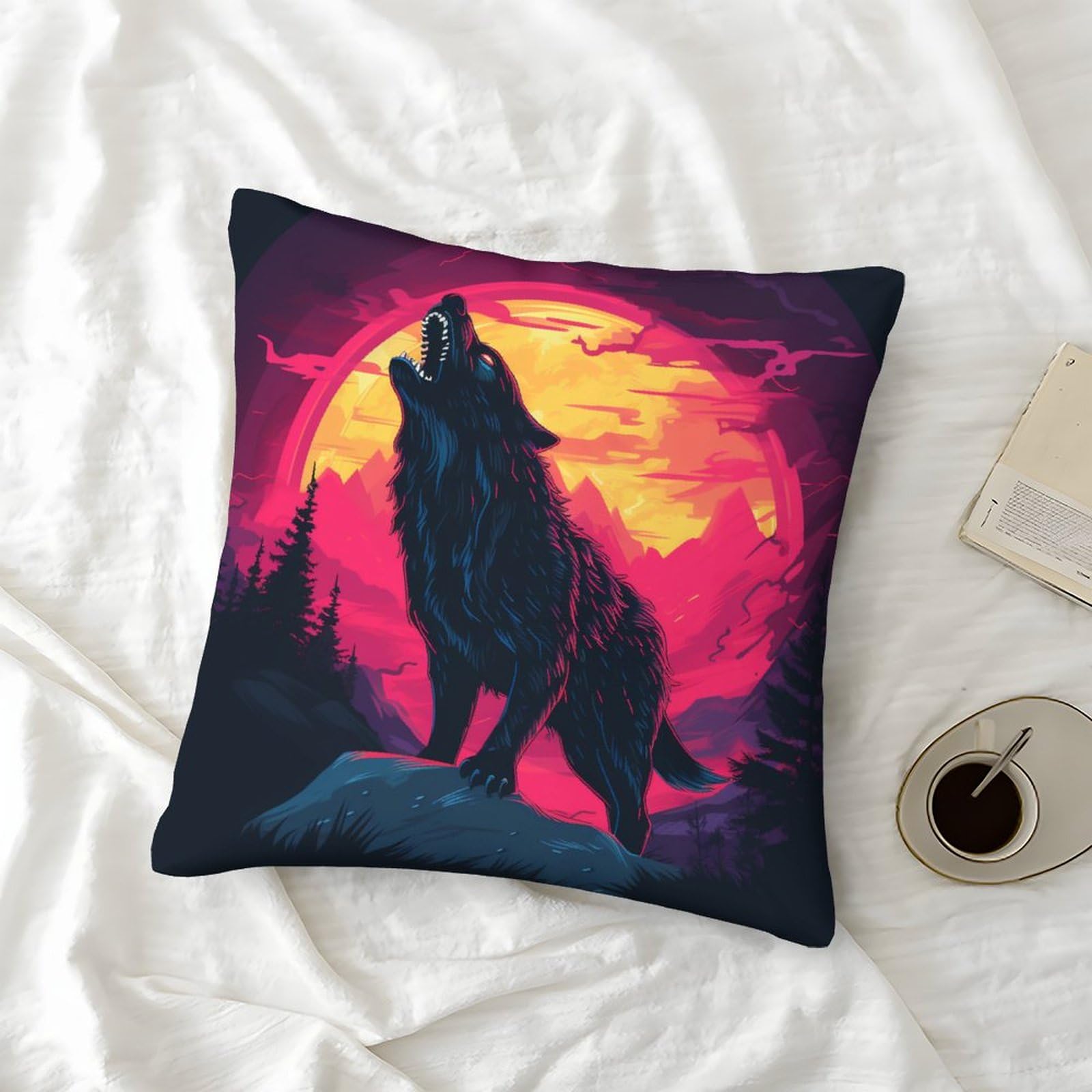 Cool Wolf Kissenbezug Aus Samt – 40,6 X 61 Cm, Weich, Dekorativ Für Couch, Bett & Auto, Mit Verstecktem Reißverschluss