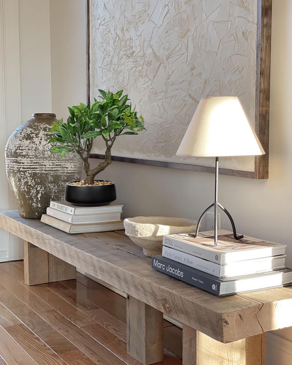 Pianta artificiale per bonsai in vaso di ceramica, albero di bonsai artificiale, decorazione in vaso per soggiorno, camera da letto, bagno, davanzale