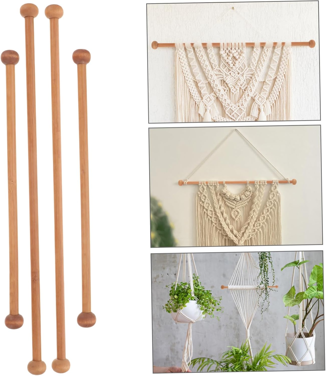 4Pcs Tapestry Rods for Hanging Tapestries Quilts and Weaving Items Durable Wood Tapestry Hanger Poles for Wall Display