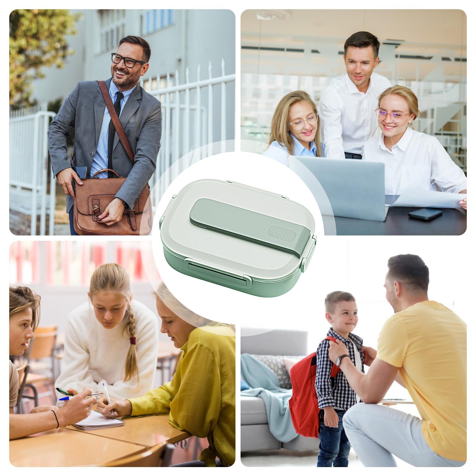 Thermo-Lunchbox – wiederverwendbare auslaufsichere Behälter aus Edelstahl mit Besteck-Set, versiegelte Lebensmittelaufbewahrung, Lunchbox für Büro, Studenten, Wanderer, Reisende