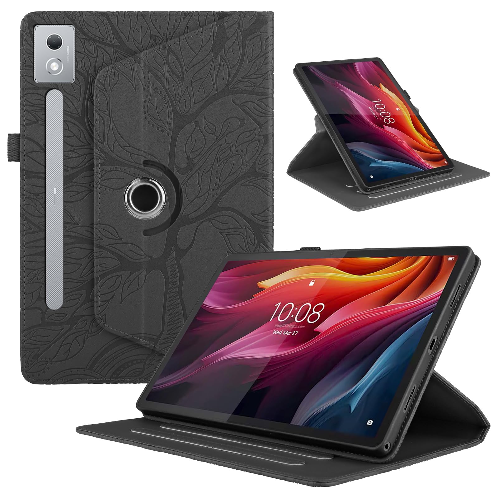 Funda para Samsung Galaxy Tab S9/ S8/ S7 11" (SM-X710/X700/T870) PU Cuero Tablets Protectora Cover 360°Carcasa Giratoria de ángulo Múltiple Stand Función Tablets Funda,Rojo Árboles — view 150