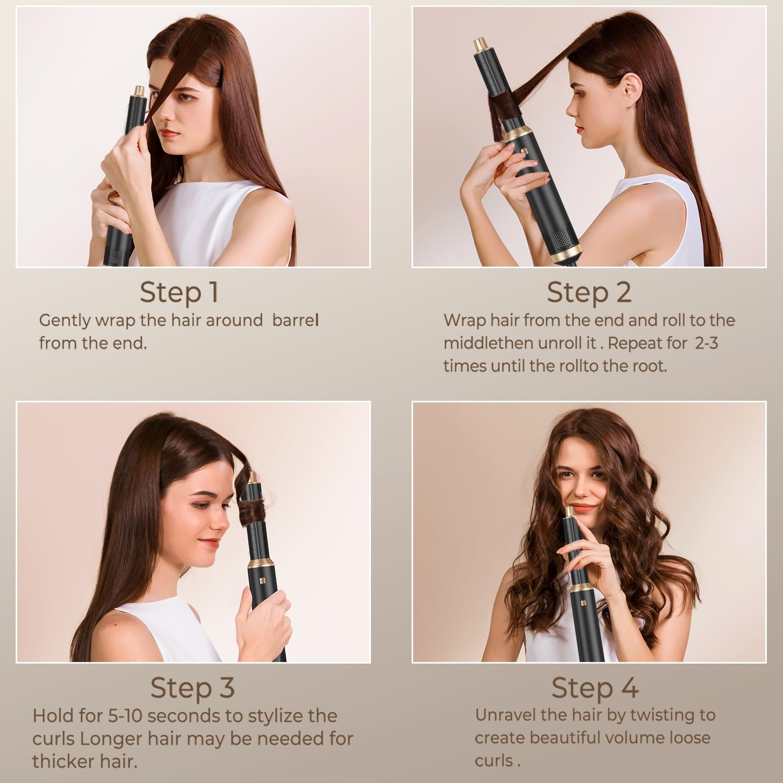 UKLISS Asciugacapelli 5 in 1 Spazzola Asciugacapelli - Hairstyler Airstyler 5 in 1 con 1000 W Asciugacapelli, Airflow Ricci per Capelli, Spazzola ad Aria Calda, Spazzola Lisciante - Nero