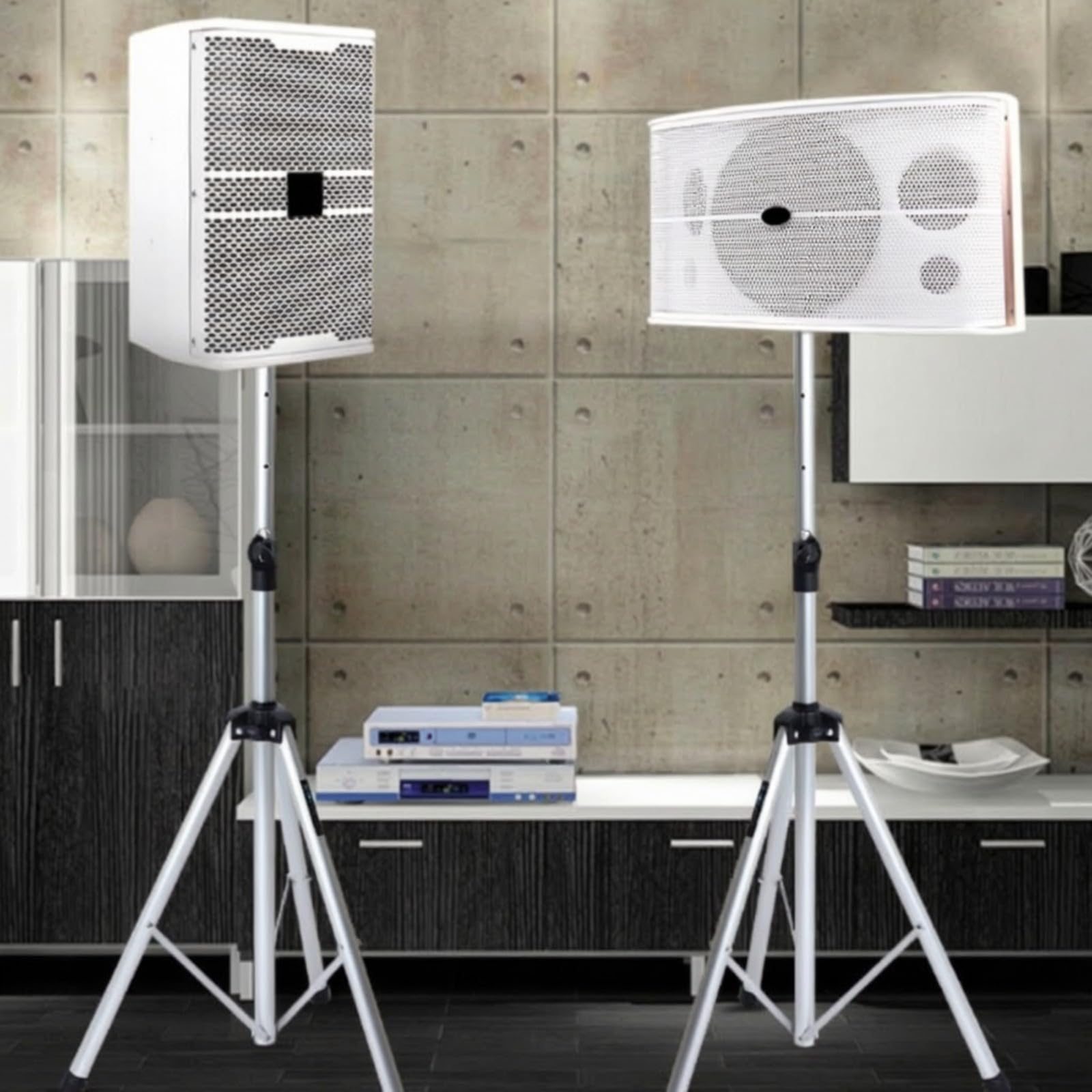 Milageto Soporte para Bocina Ajustable Ajustable | Resistente, Soporte Altavoz con Placa, Estable, Trípo para Altavoz, Escenario, Profesionales l Sonido