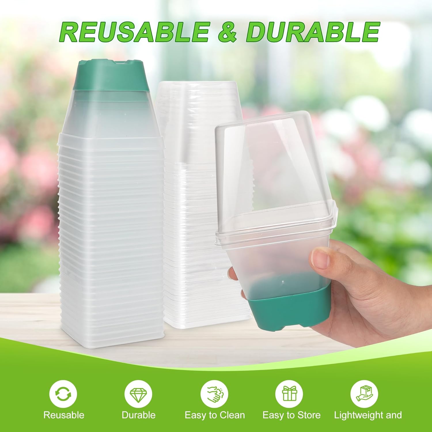 30 Packs Clear Nursery Pots with Plant Repotting Mat, Gloves, Labels,Humidity Domes,Seedling Tools, 3 Inch Plastic Plant Pot with Silicone Base and Drainage Holes, Reusable Seedling Pots