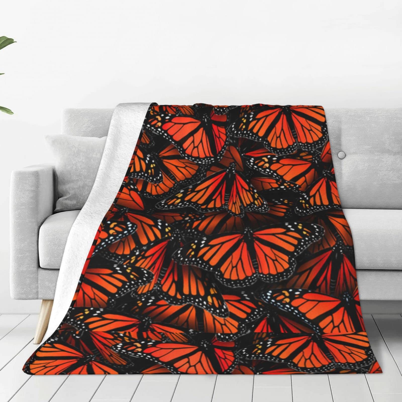 Couverture flanelle Monarch Butterflies plaid lit chaud jeté canapé doux multi-tailles
