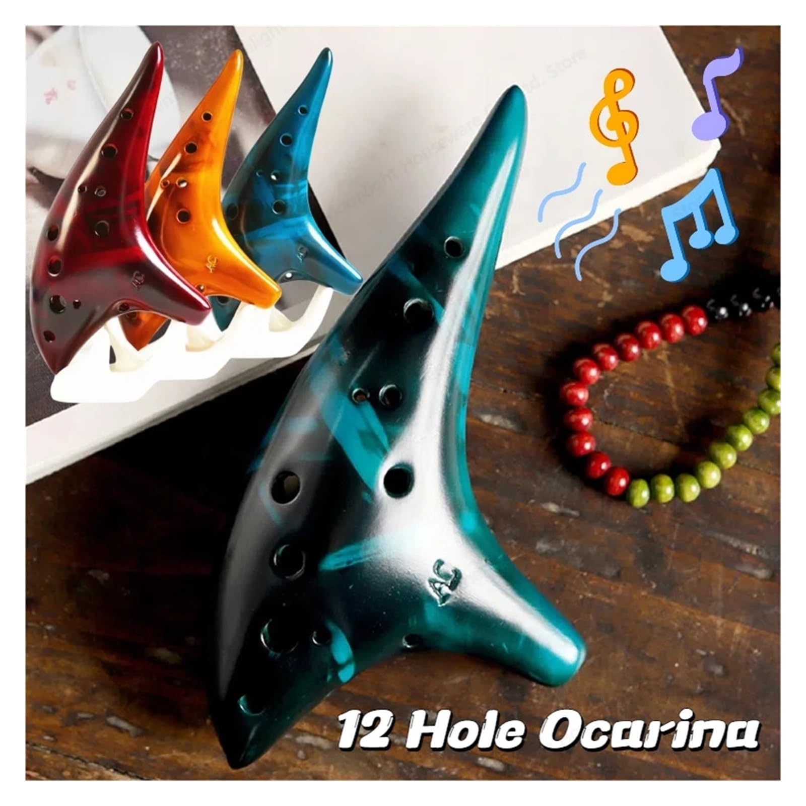 Ocarina Ceramica Alto C Strumento musicale a fiato Ocarina in ceramica Alto C a 12 fori con borsa protettiva for principianti amanti della musica per Principianti Adulti