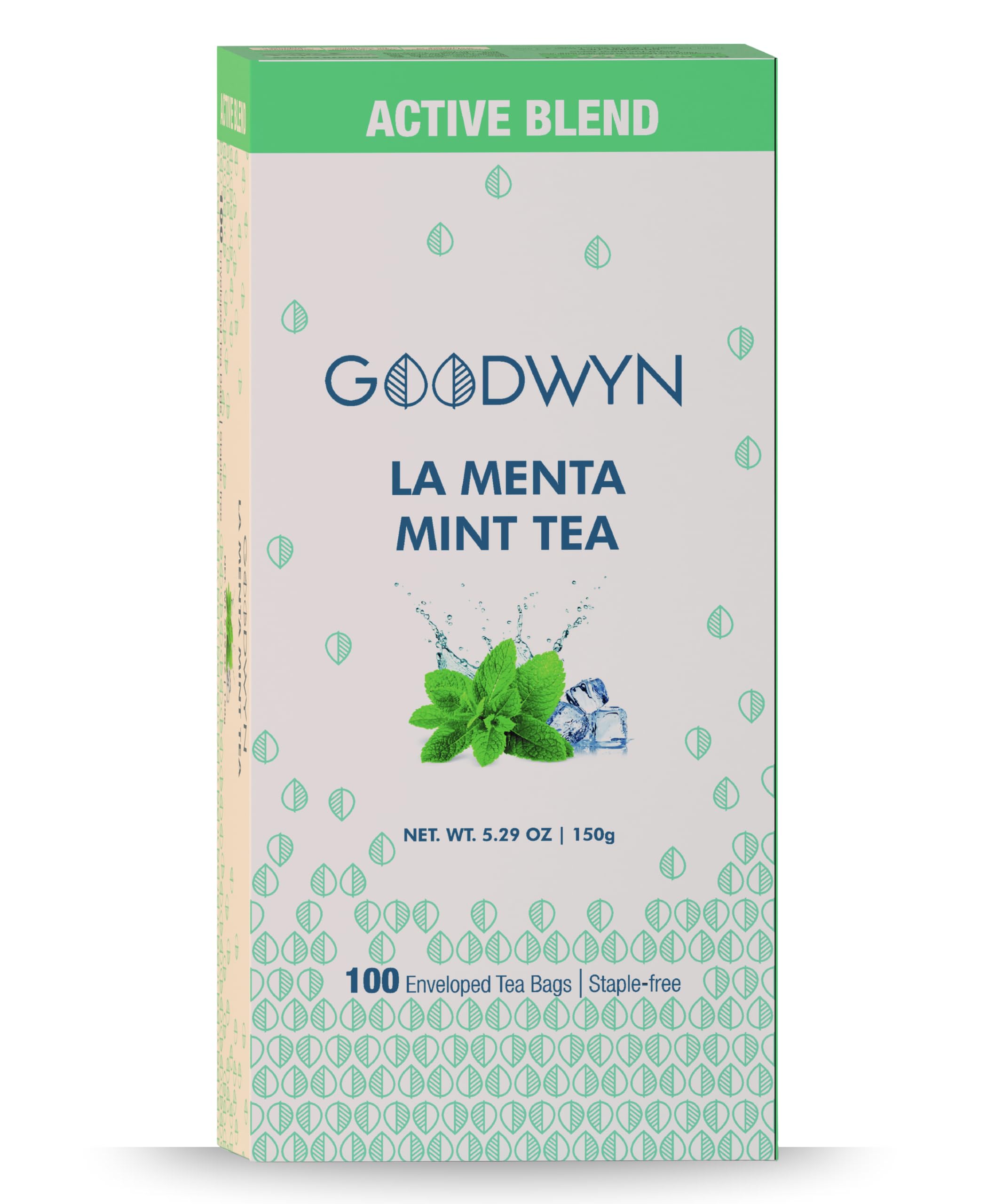 Goodwyn Peppermint 100 Tea Bags – Caffeine-Free Herbal Tea with Real Peppermint Leaves | Refreshing, Relaxing & Supports Digestion | From Himalayan Foothills | Trusted by 1000+ Hotels