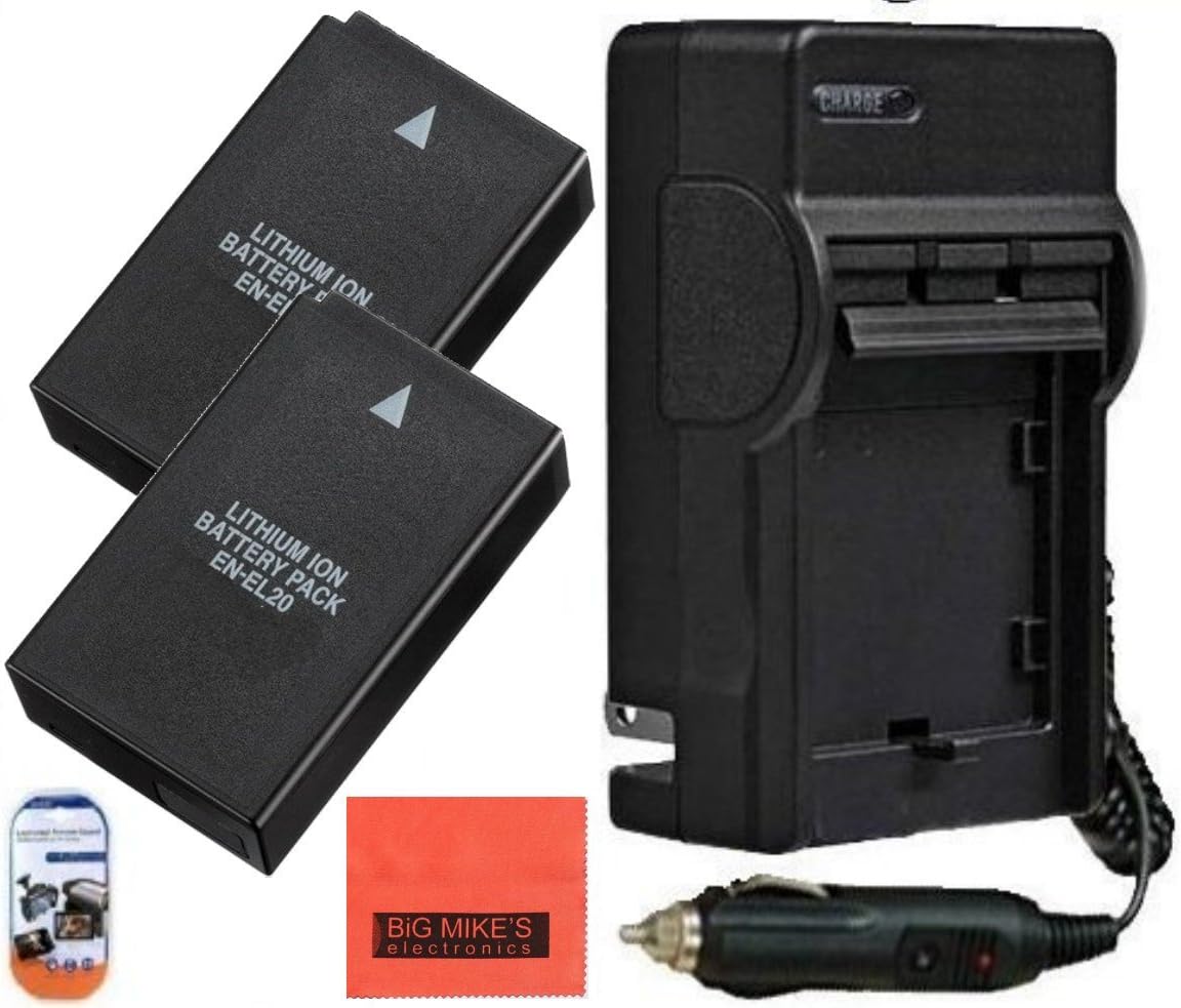 Hisewen Lot de 2 batteries de rechange ENEL20 ENEL20a et double chargeur pour appareil photo