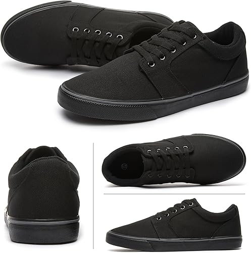Miniatura 6 de BENPAO Zapatos casuales blancos para hombre, zapatillas de deporte de moda negras para hombres, zapatos de lona con cordones