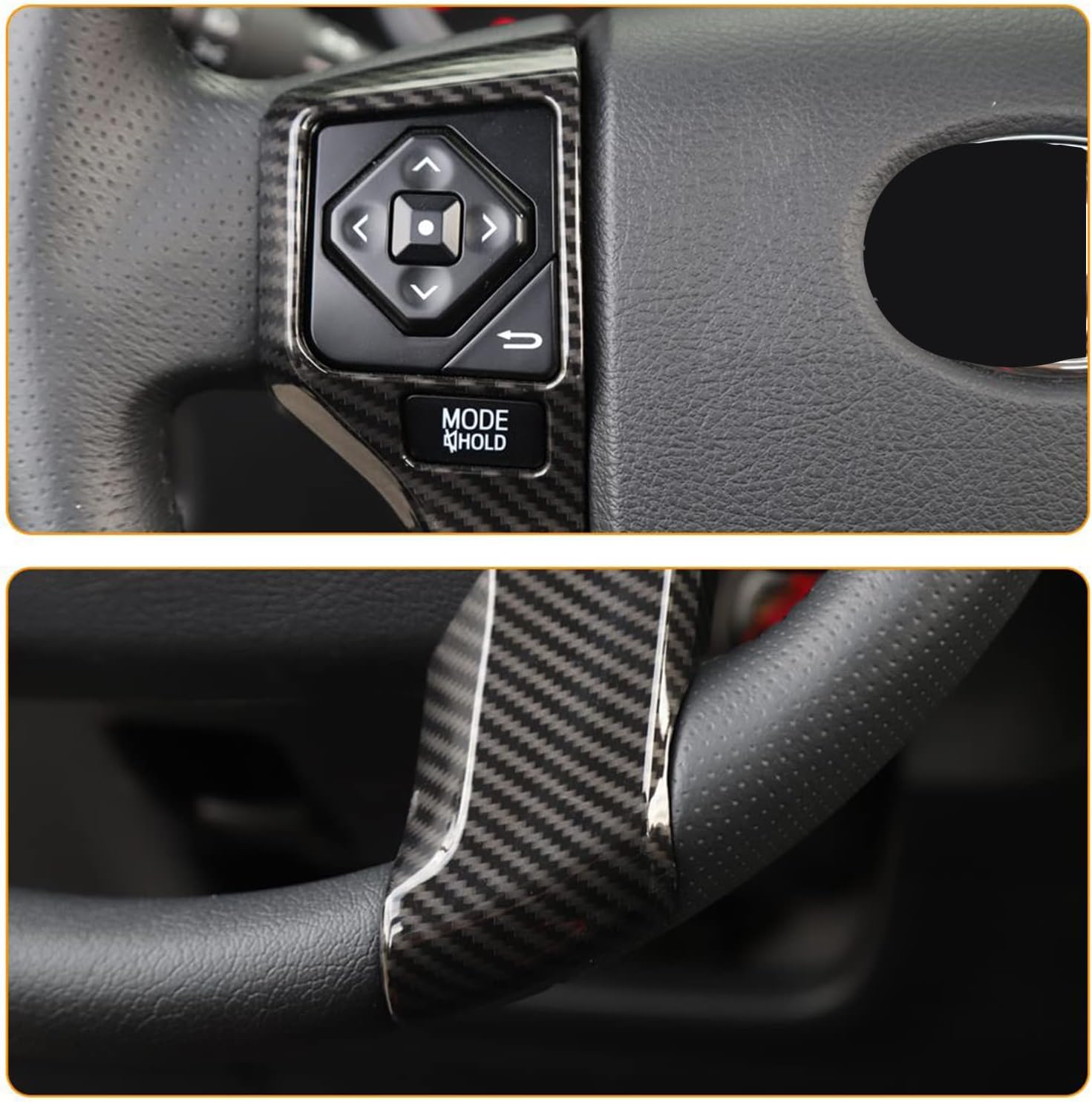Tocatus Steering Wheel Cover Trim for 2014-2022 Toyota 4Runner SUV Tacoma Tundra, ABS Carbon Fiber 2PCS (5 Holes)