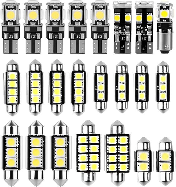 VoltCozy 23pcs Kit d'Ampoules LED SMD sans Erreur Can-bus Ensemble de Rechange Blanc Xénon 6000K Lumières Festoon Navette C5W T10 Éclairage Intérieur & Plaque d'Immatriculation - 1