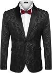 COOFANDY Mens Floral Tuxedo Jacket Paisley Shawl Lapel Suit Blazer Jacket for Dinner,Prom,Wedding