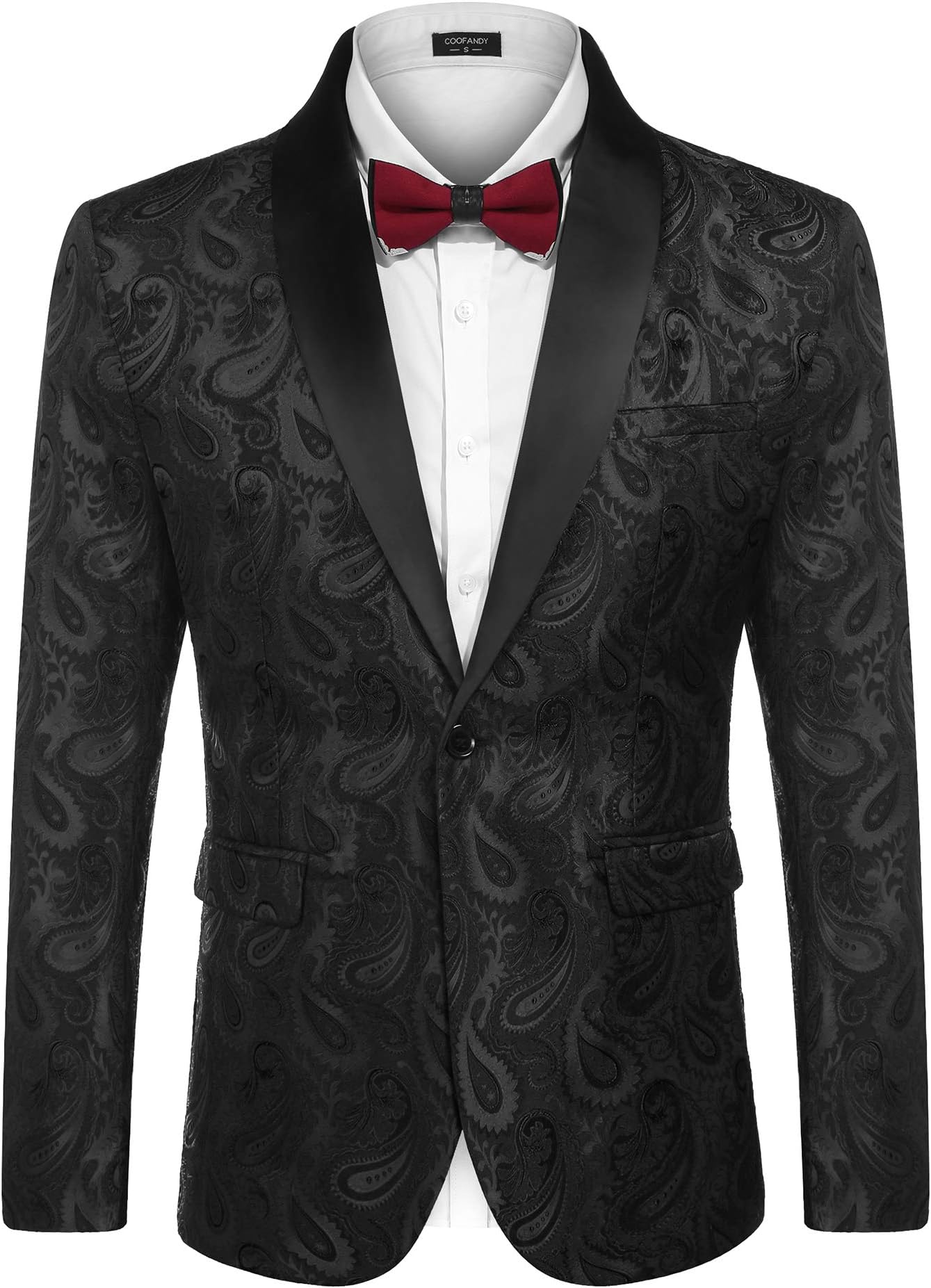 Men's Casual Blazer Paisley Jackets Retro Suit Jacquard Floral Print One Button Stylish Coats Chic Tuxedo Dinner Jacket