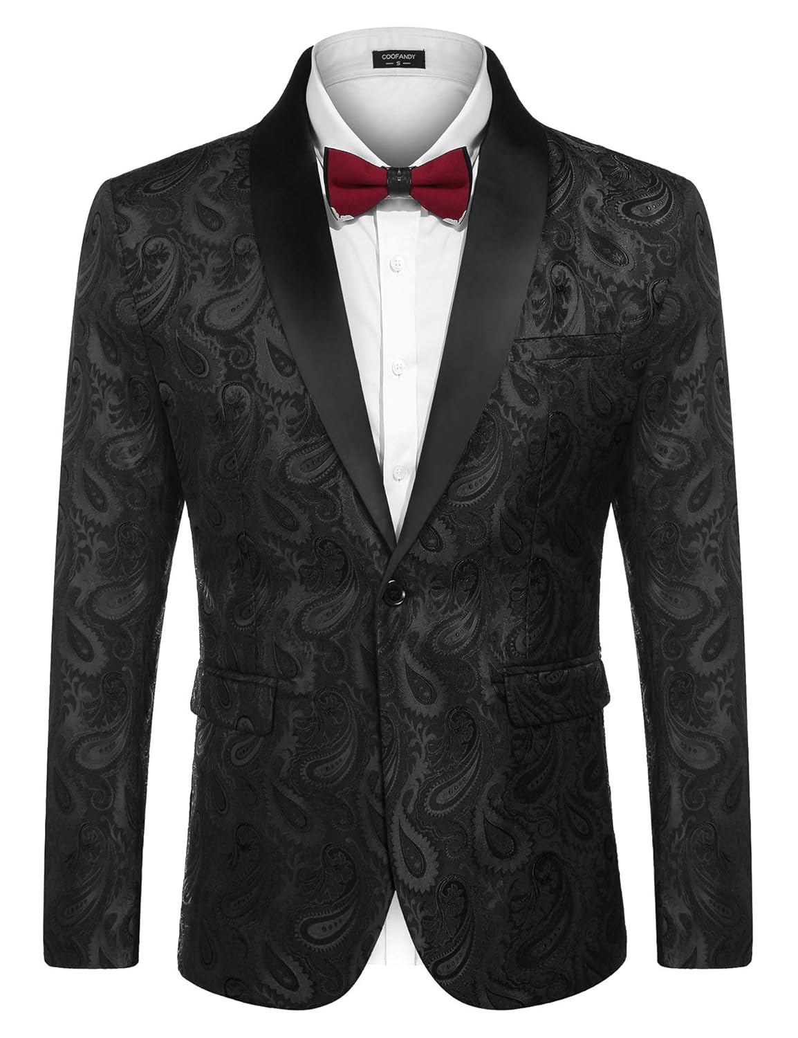 COOFANDY Mens Floral Tuxedo Jacket Paisley Shawl Lapel Suit Blazer Jacket for Dinner Prom Wedding